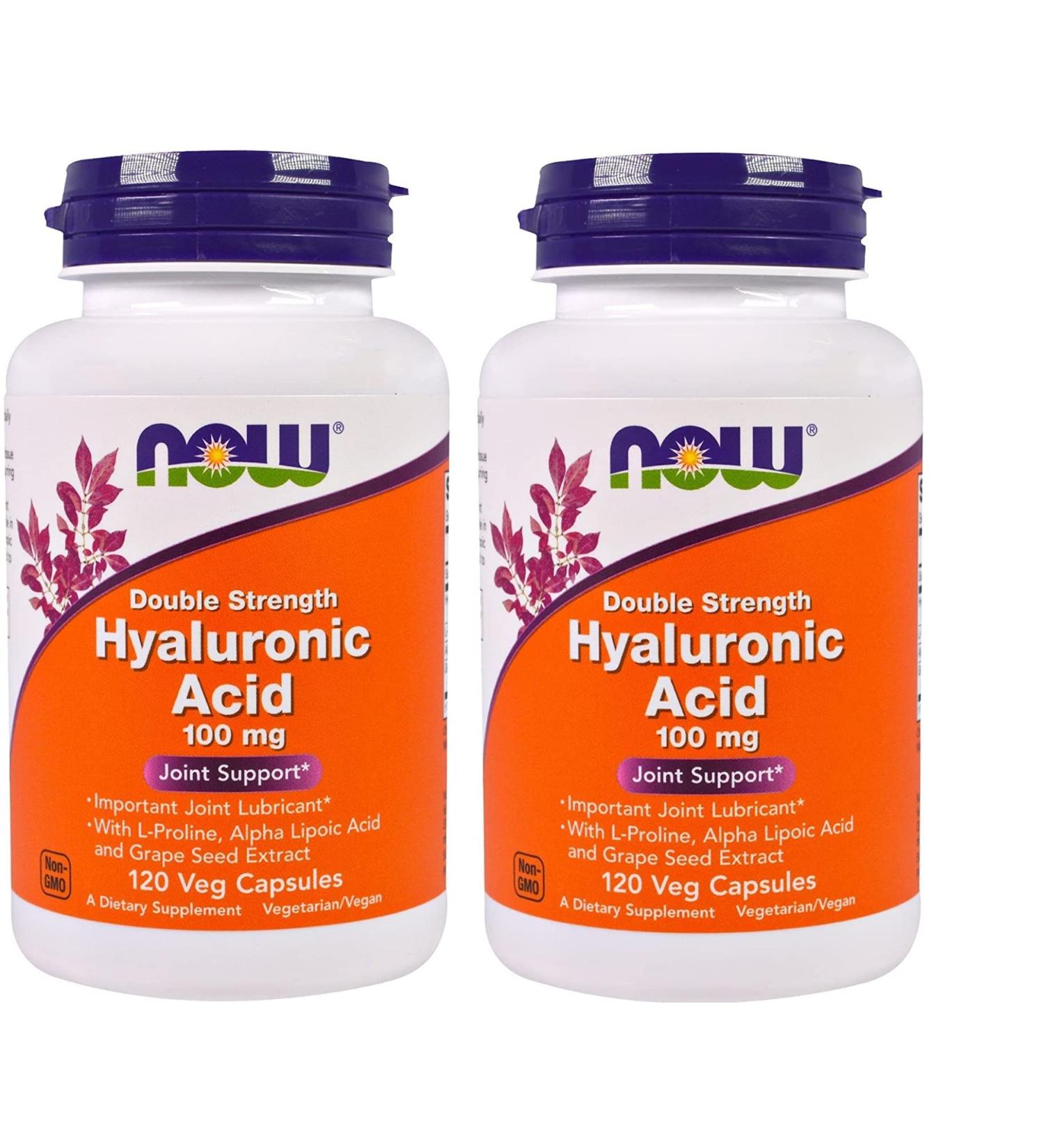 Buy Now Foods Hyaluronic Acid 100 mg - 120 Veg Capsules (Pack of 2) - Fast International Shipping - Buy Online on GoSupps.com