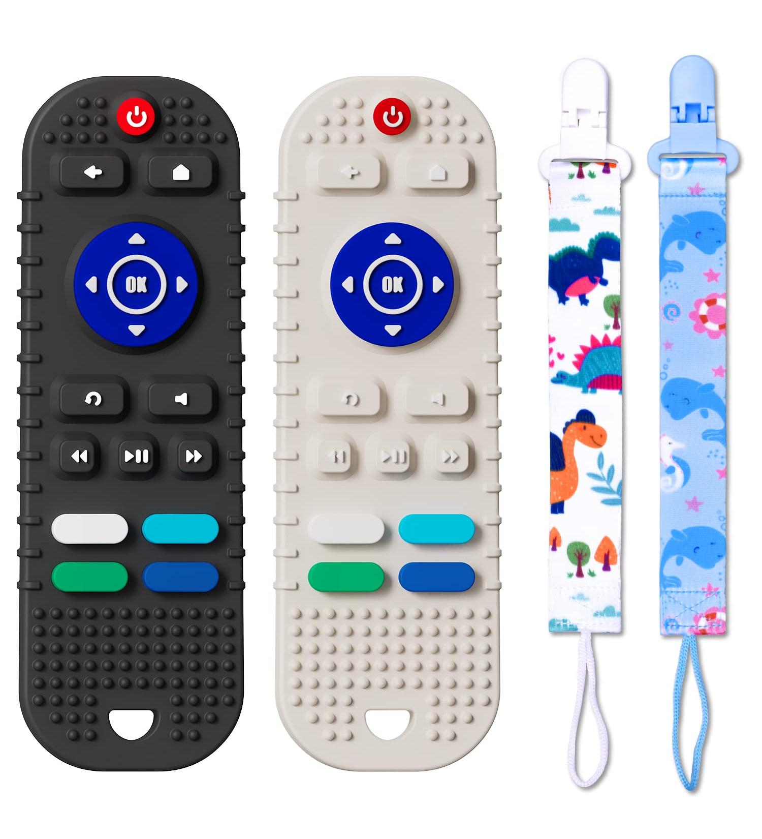 Mgtfbg 2 Pack Soft Silicone Teething Toys for Toddlers Babies 6-12 Months - Remote Control Shape Molar Teether Chew Toys Set Gift - Black Grey (2 Pack) - Buy Online on GoSupps.com