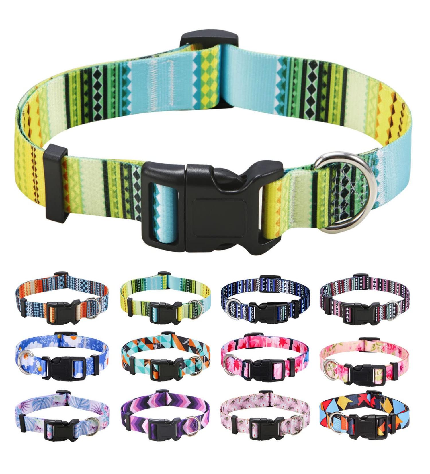 Mihqy Bohemian Dog Collar - Adjustable Soft & Comfortable for All Sizes - Floral Geometric Design (Yellow L: 38-63 cm) - Buy Online on GoSupps.com