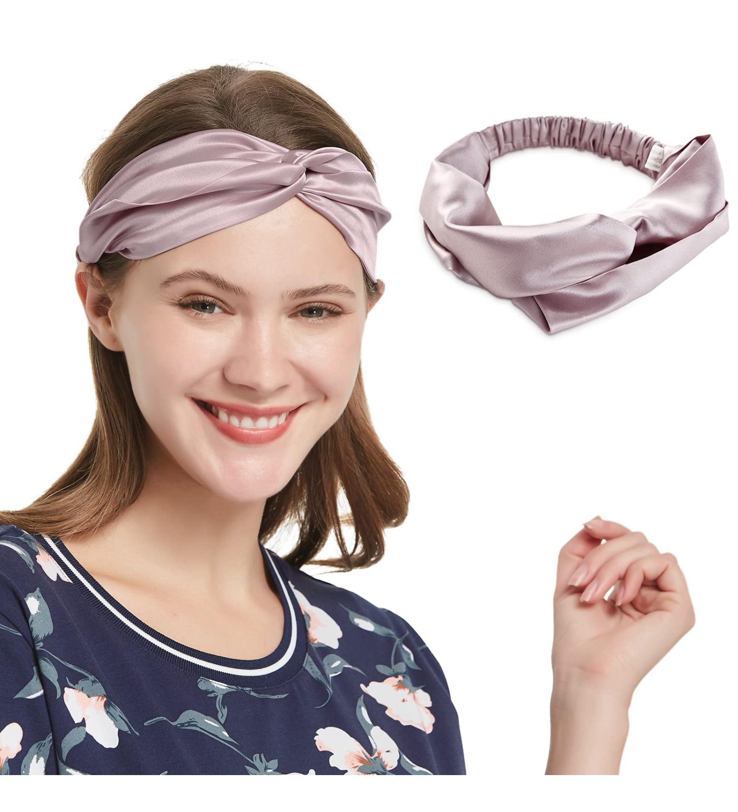 SOBONNY Mulberry Silk Headband for Women and Girls - Elastic Hair Wrap Turban - Pink - Buy Online on GoSupps.com