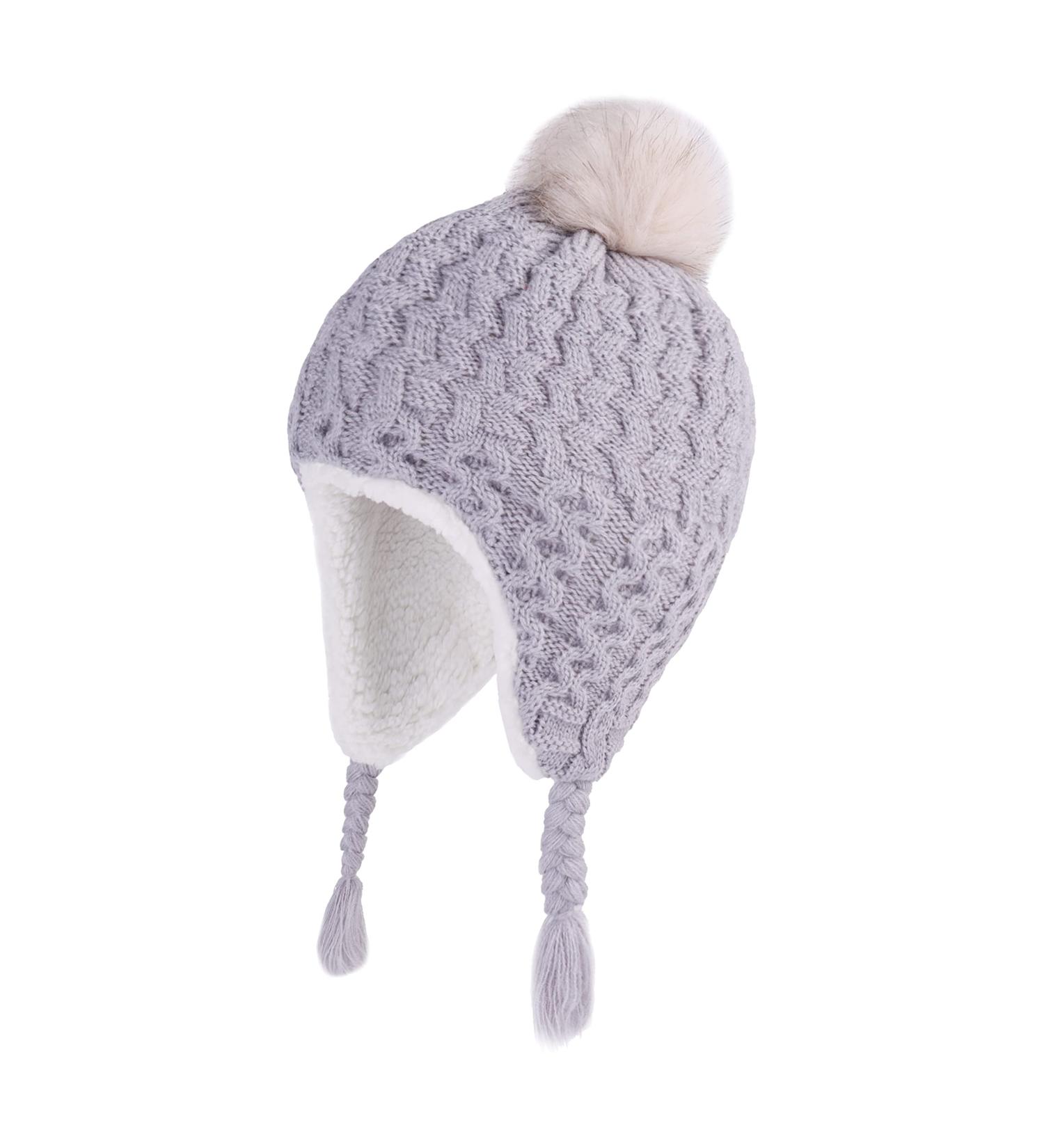 LANGZHEN Toddler Winter Hat Earflap Knit Cap Fleece Lined Beanie 6-12 Months - Gray - Buy Online on GoSupps.com