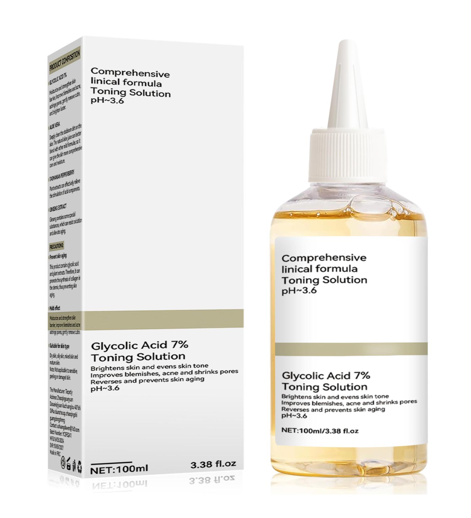 Glycolic Acid 7% Toning Solution Hydrating Toner Skincare Glycolic Acid Toner Exfoliate Blemishes Acne Moisturize and Strengthen Skin 100ml (100ml Fragrance Free) - Buy Online on GoSupps.com