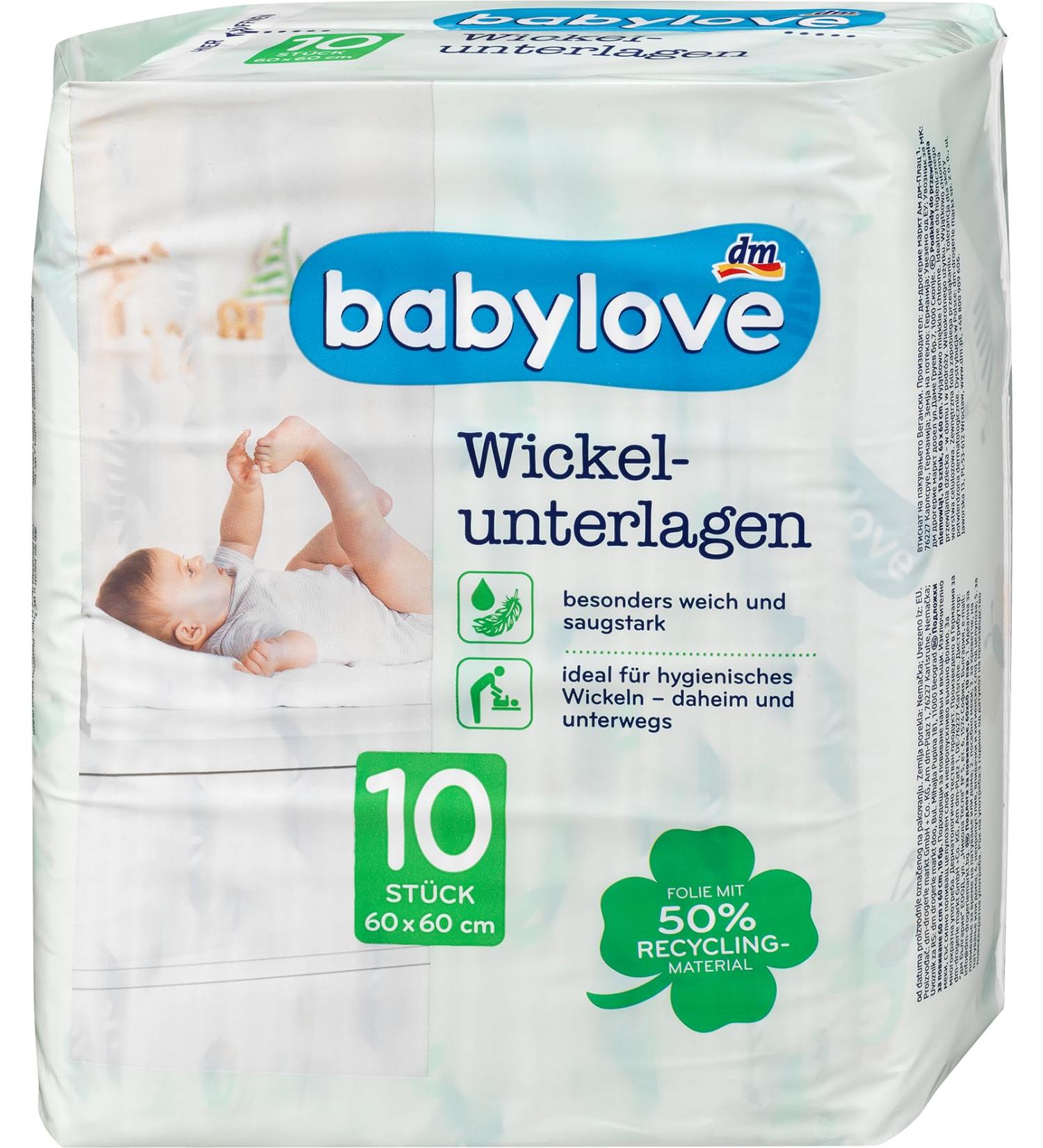 Babylove wet wipes and co (1x 10 pieces changing mats) 1x 10 pieces changing mats
