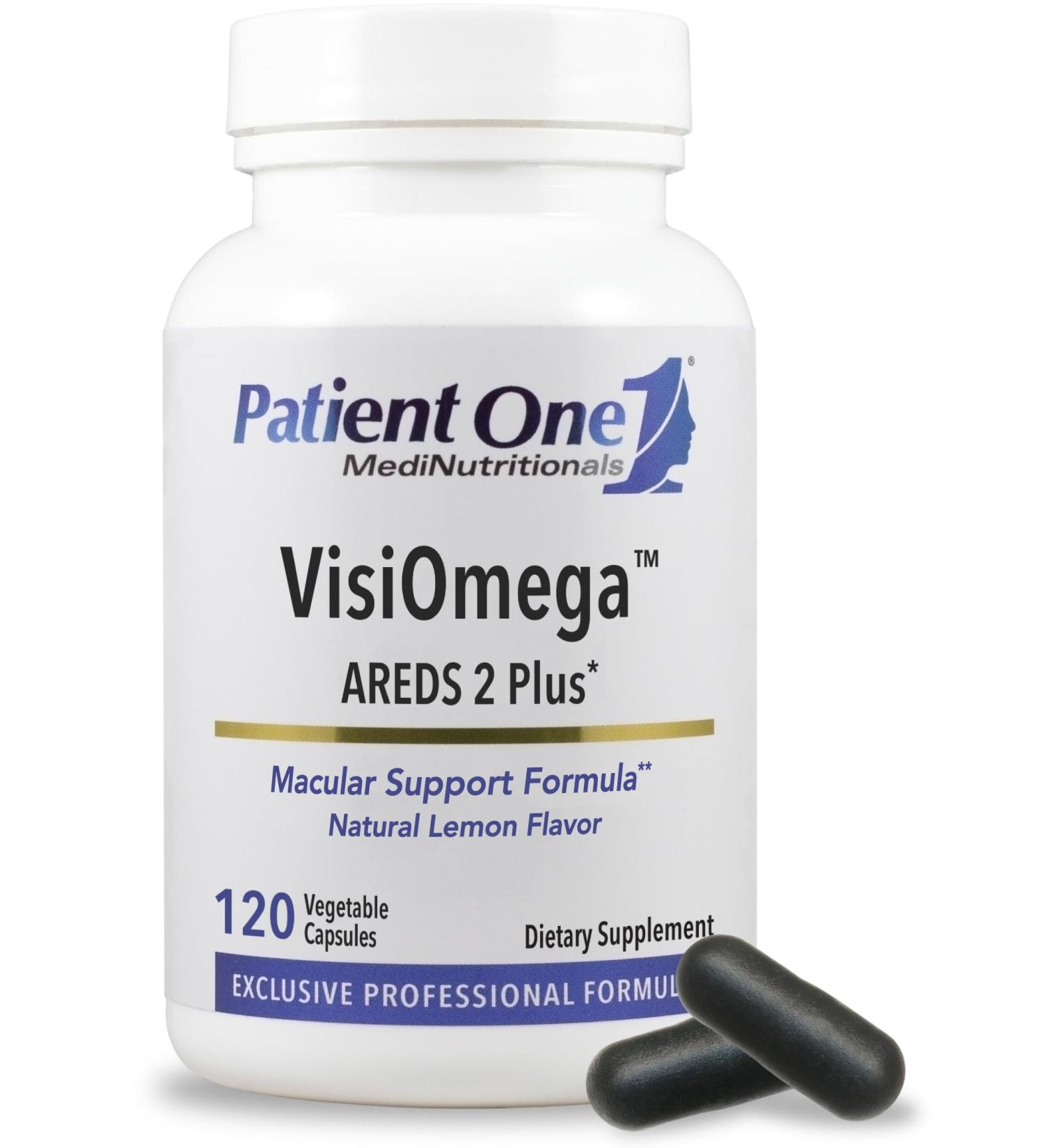 Patient One VisiOmega | Supports Eye Health* | AREDS 2 Vitamin Mineral and Antioxidant Supplement Plus Omega 3 Fish Oil and More | 120 Capsules - Buy Online on GoSupps.com