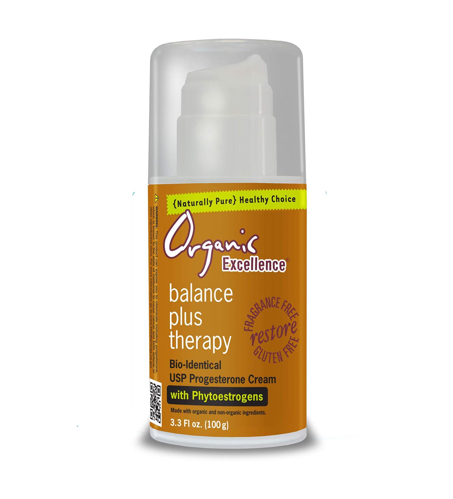 Organic Excellence Balance Plus Therapy Bio-Identical Progesterone Cream with phytoestrogens - 3 oz