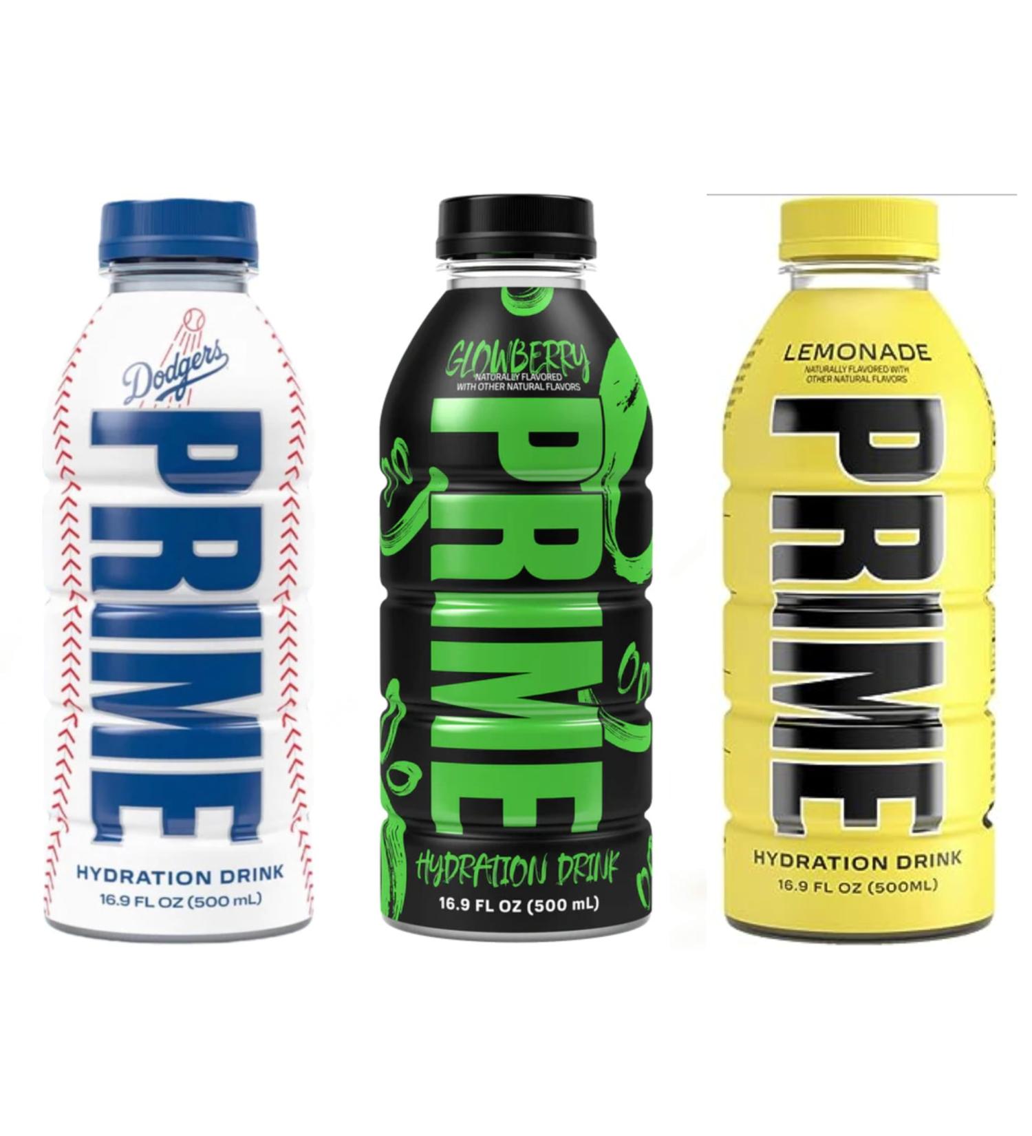 PRIME Hydration Sports Drink by Logan Paul & KSI - Los Angeles (LA) Dodgers + Glowberry + Lemonade - 500ml Bottle - Buy Online on GoSupps.com