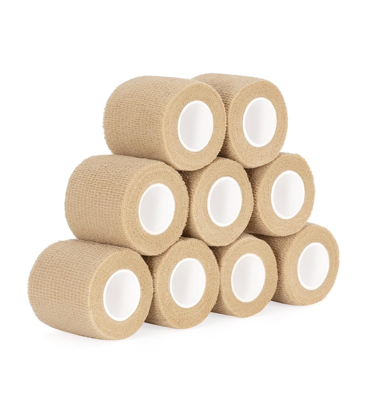 9 Rolls Self-Adhesive Bandage 5cm x 4.5m - Elastic Cohesive Vet Wrap for Cats Dogs & Horses - Skin Color - Buy Online on GoSupps.com