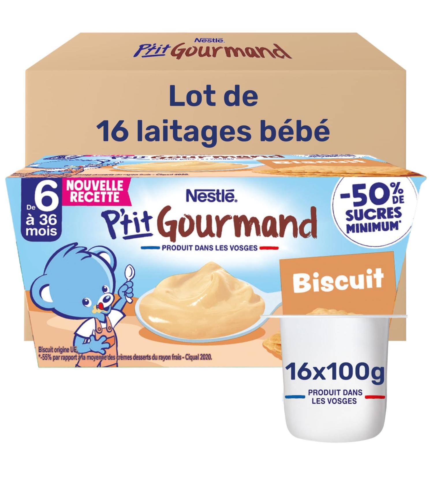 Nestl - P tit Gourmand biscuit - Cr me Dessert Gourmande pour B b 6 Mois+ - Alimentation B b au Lait Entier Fran ais - Moins Sucr - Source de Calcium - Sans Colorant ni Conservateur 4x100g (Lot de 6) - Buy Online on GoSupps.com