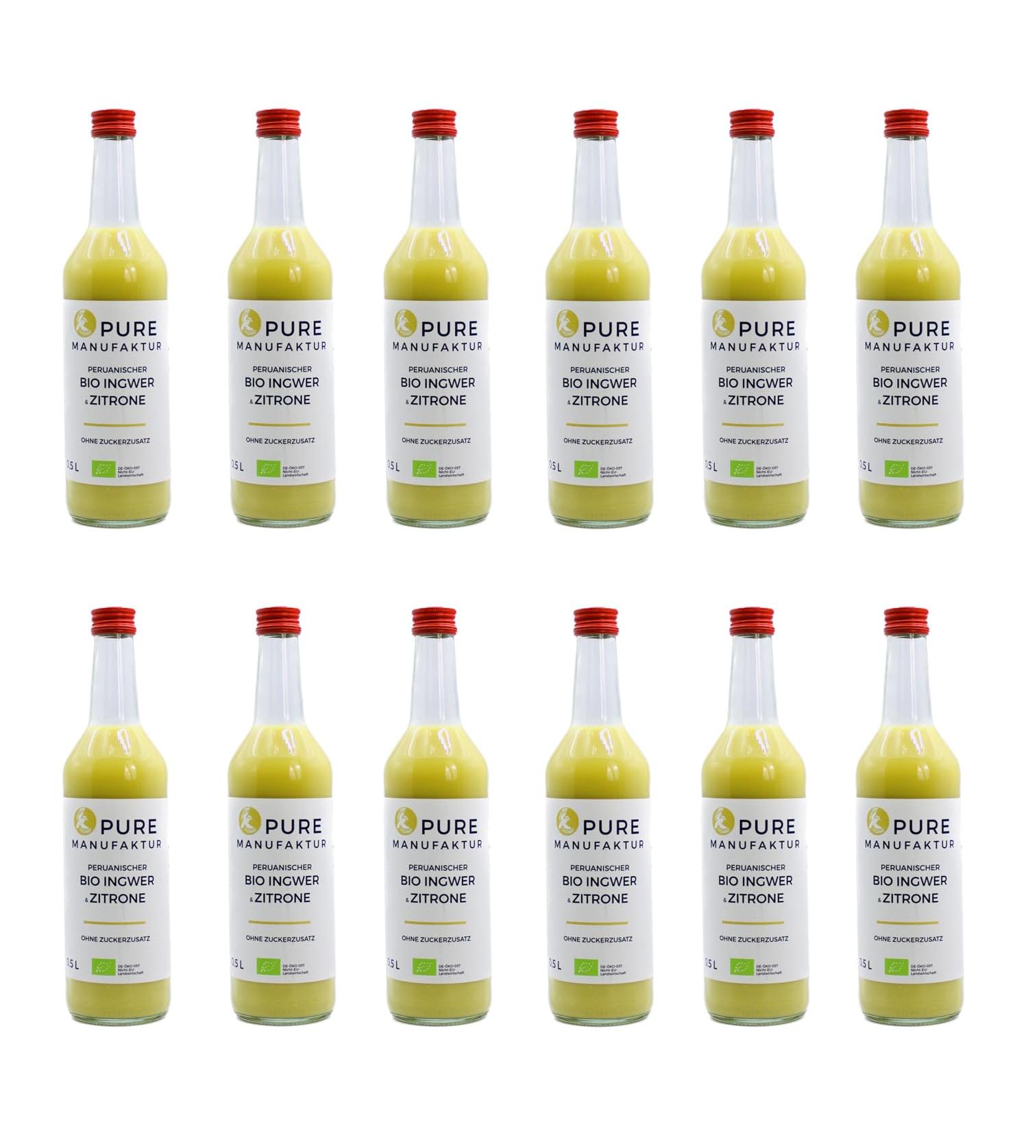 Buy Pure Organic Ginger with Lemon - 100% Natural Sugar-Free 12x500ml (Peruvian DE- KO-005) | Premium Quality eCommerce - Buy Online on GoSupps.com