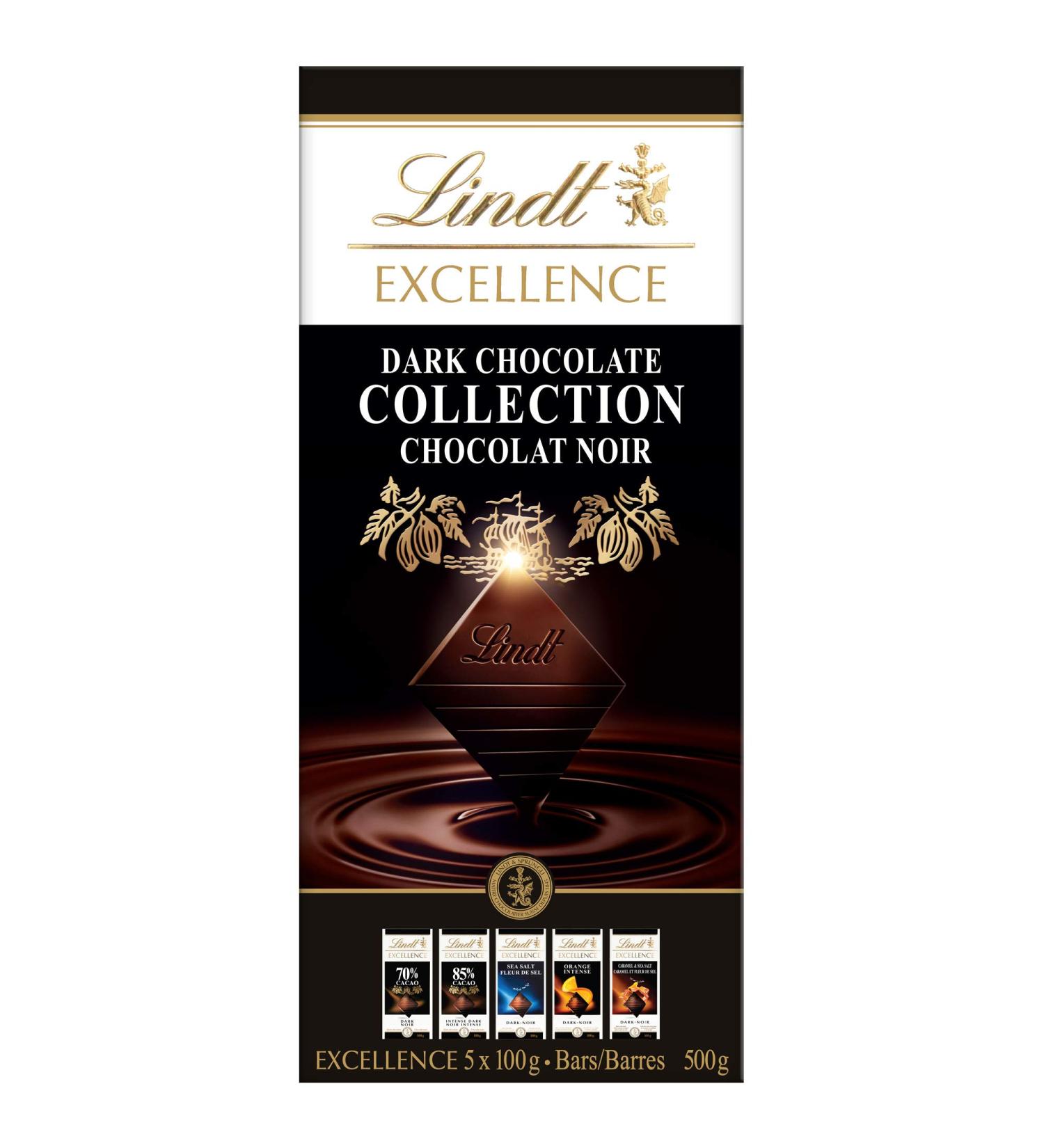 Lindt Excellence Dark Chocolate Bar Collection 100 g (Pack of 5 Bars) 1 Bar Each - 70% 85% Sea Salt Orange Caramel-Sea Salt - Buy Online on GoSupps.com
