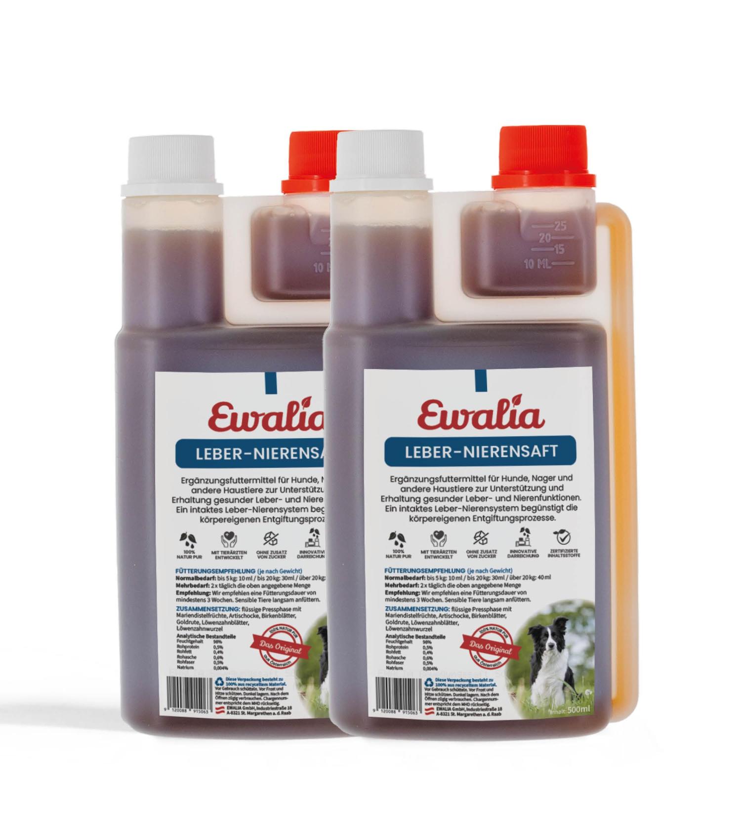 New! Ewalia Liver-Renal Juice for Dogs - Natural Liver & Kidney Support - Holistic Health - Vet-Developed - 100% Pure - 2x500ml - International Shipping Available - Buy Online on GoSupps.com