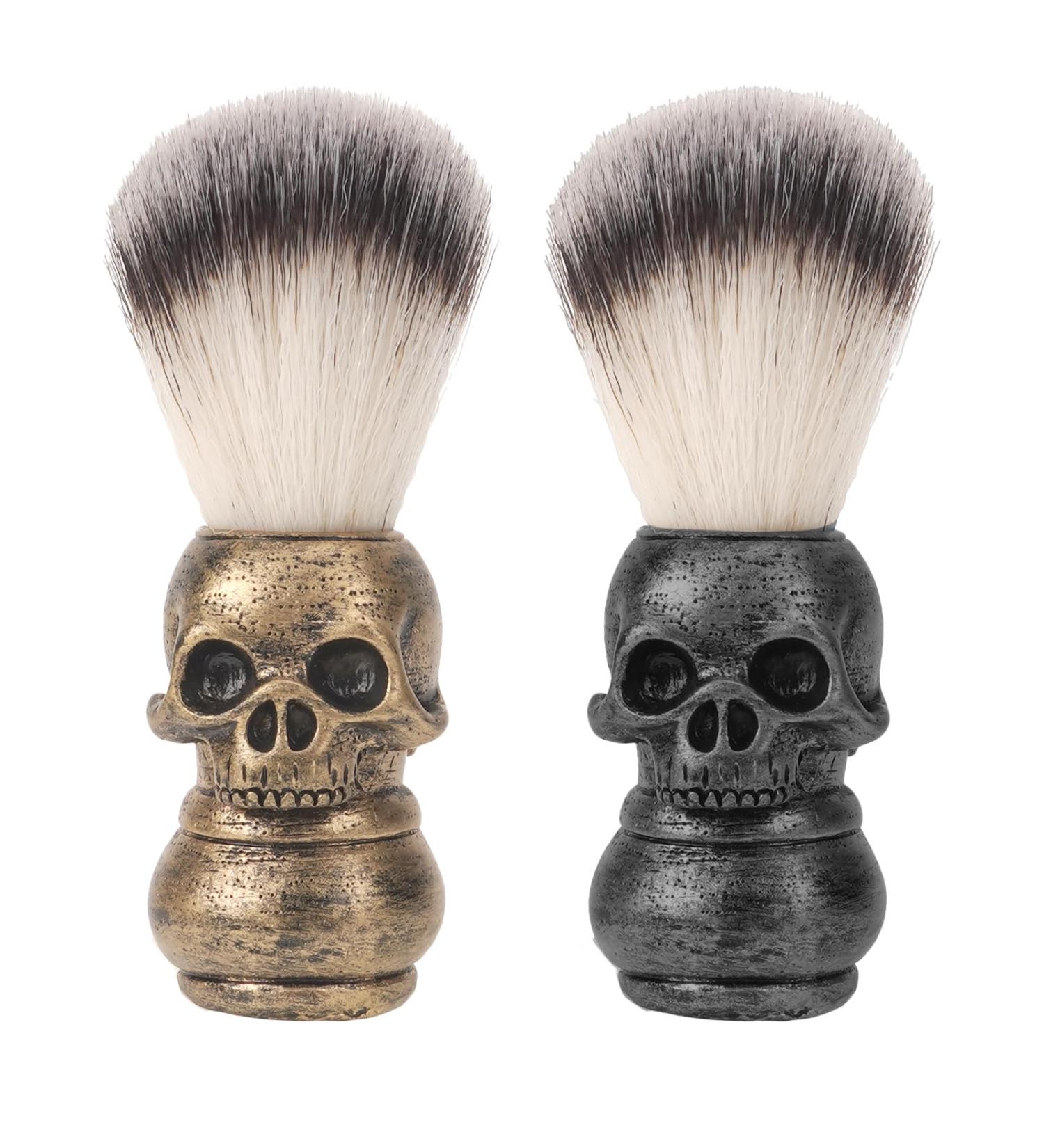 Buy Skull Beard Brush & Shaving Brush Set for Men - Perfect Gifts for Beauty Tools Hair Salons & Bald Beards (2 Pcs Black Golden) - International Shipping Available - Buy Online on GoSupps.com