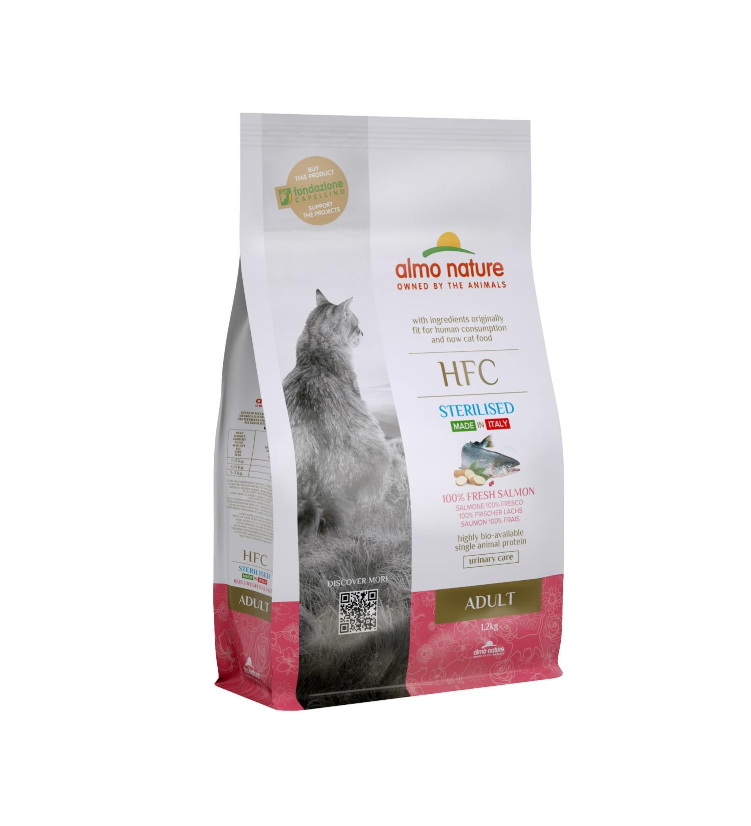Almo Nature HFC Adult Sterilized Dry Cat Food with Fresh Salmon - 1.2 kg Pack | Premium Quality eCommerce Store - Buy Online on GoSupps.com