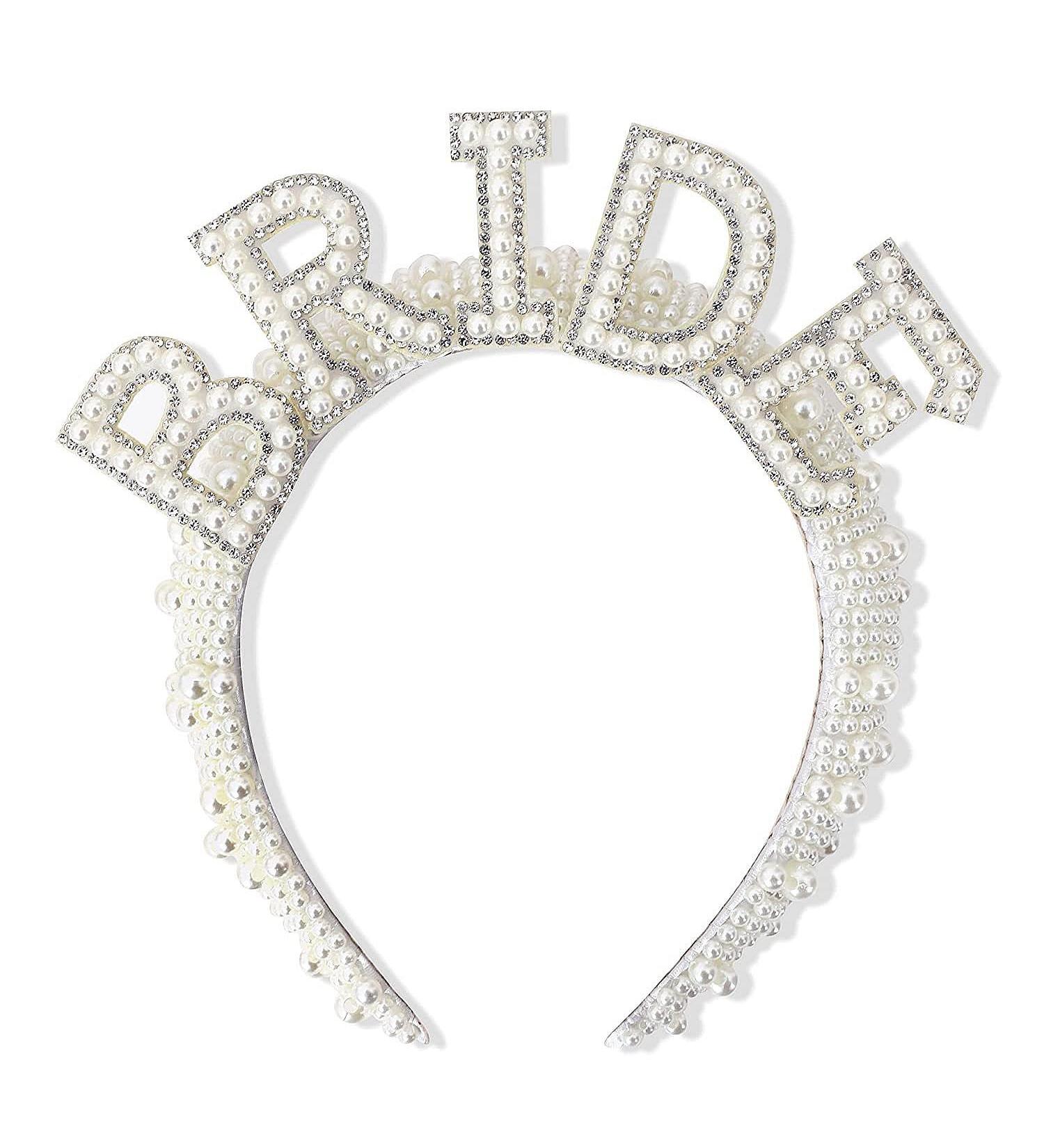 Bride to Be Pearl Embellished Crown Headband Women s Bridal Shower Costume Accessory By TRIXES - Buy Online on GoSupps.com