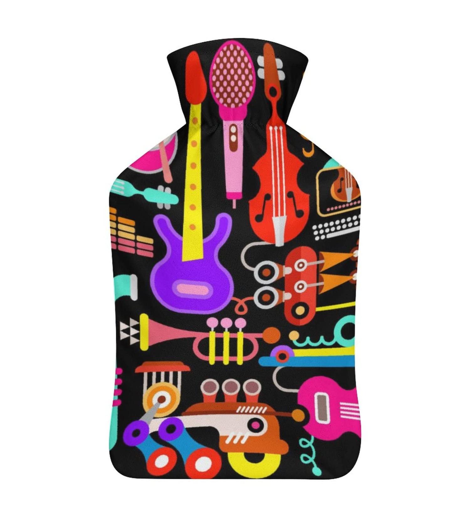 Musical Instrument Hot Water Bottle with Plush Cover - Hand Warmer for Adults & Kids | 26.5x15.3cm - International Shipping Available - Buy Online on GoSupps.com