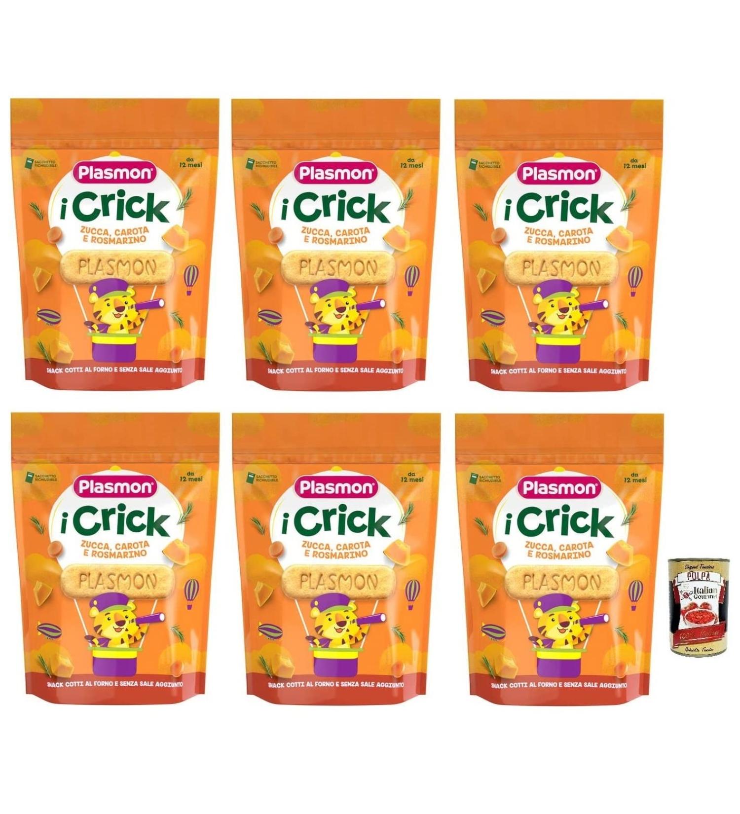  Italian Gourmet E.R. Plasmon i Crick 6 x 100g Sachets with Pumpkin Carrot and Rosemary Flavour + Gourmet Polpa di Pomodoro Italian Box 400g - Buy Online on GoSupps.com