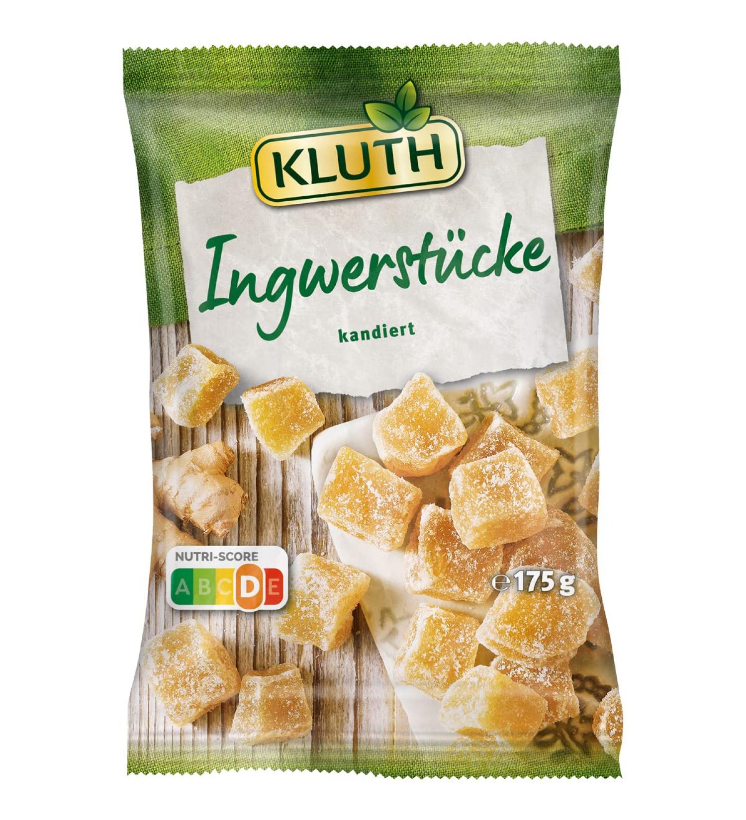 n.v. Kluth Candied and Sweetened Ginger Pieces Premium Snack 175 g