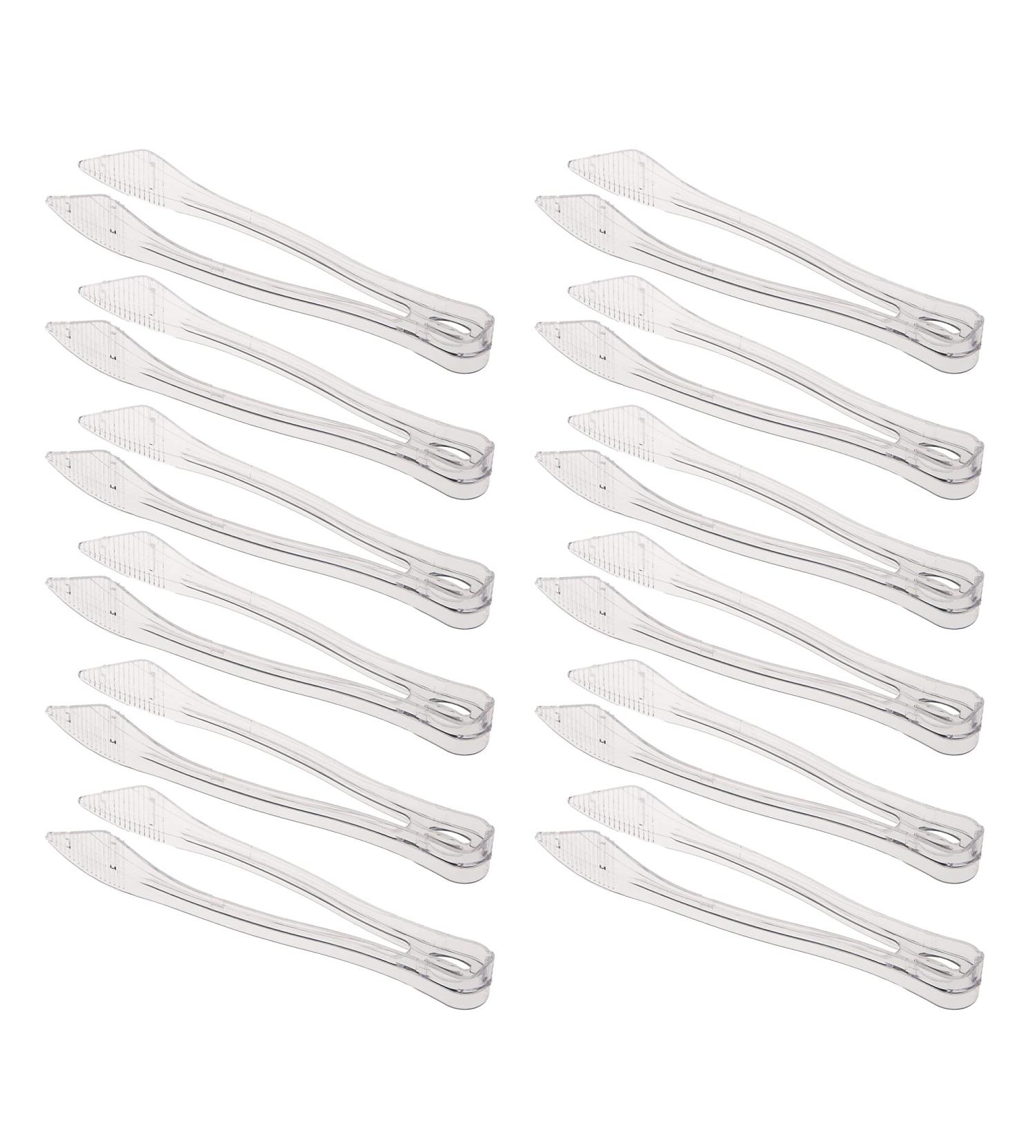 Party Bargains 8.5 Plastic Serving Tongs - 12 Pack, Heavy-Duty Clear Tongs for BBQ, Salads, Grilling, Buffets, Kitchen - Premium Quality - Buy Online on GoSupps.com