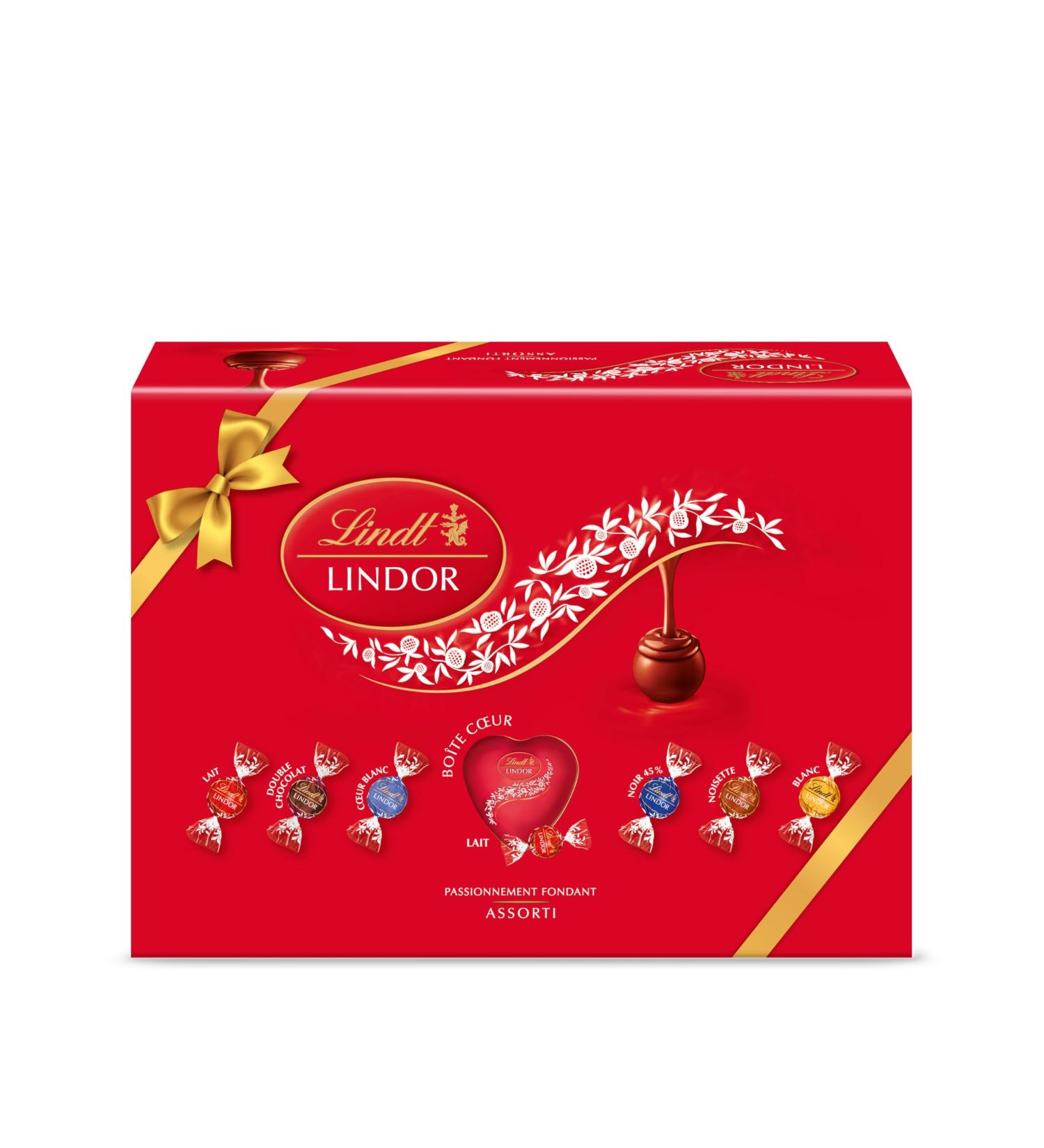 Lindt - Bo te Cadeau LINDOR - Assortiment de Chocolat au Lait Noir 45% Blanc Noisette C ur Blanc Double Chocolat - C ur Fondant 930g Classique 930g - Buy Online on GoSupps.com