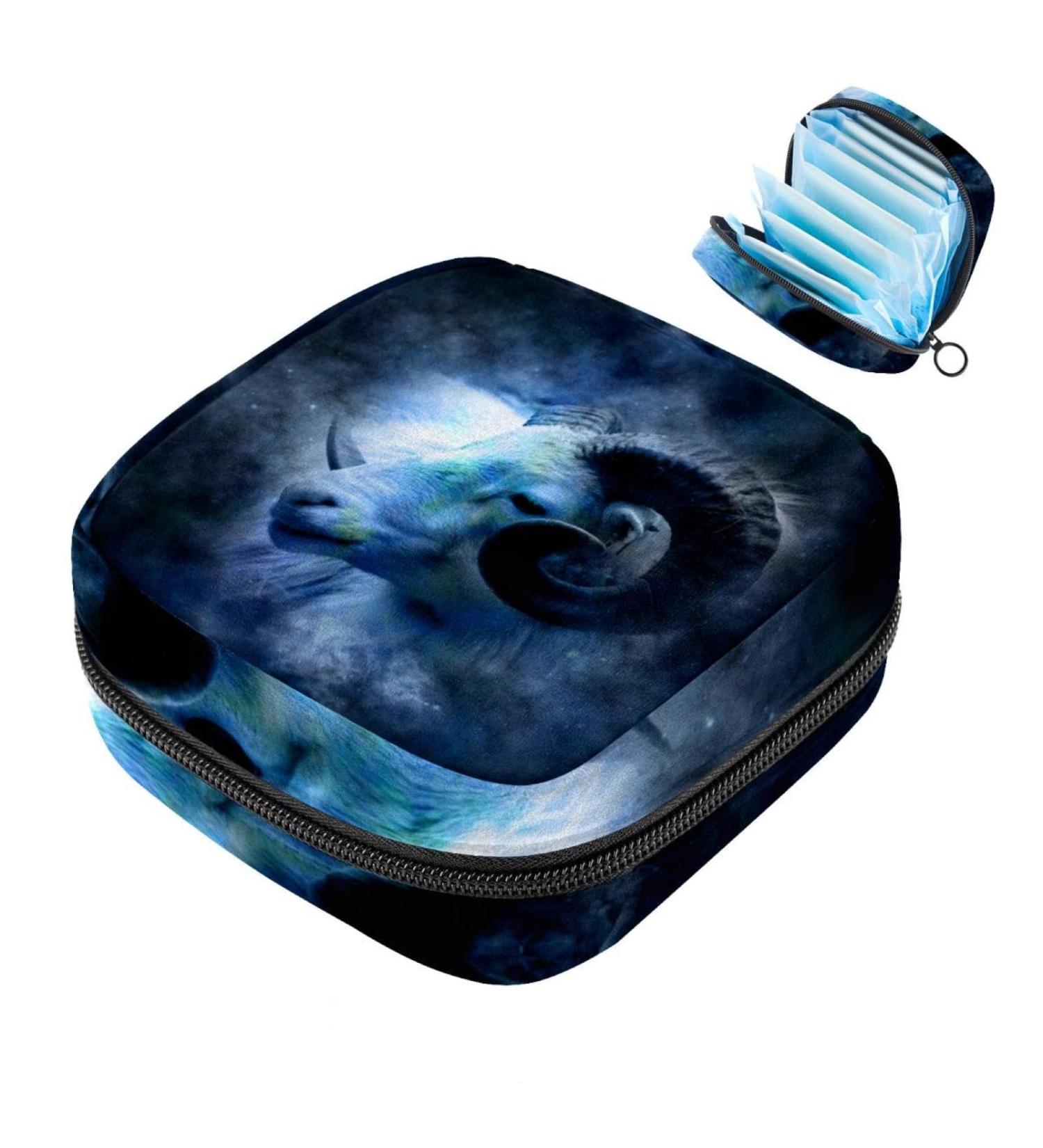 Capricorn Astrology Storage Bag for Menstruation Cups & Period Pads | Ladies Zip Organizer for Tampons & Panty Inserts - Buy Online on GoSupps.com