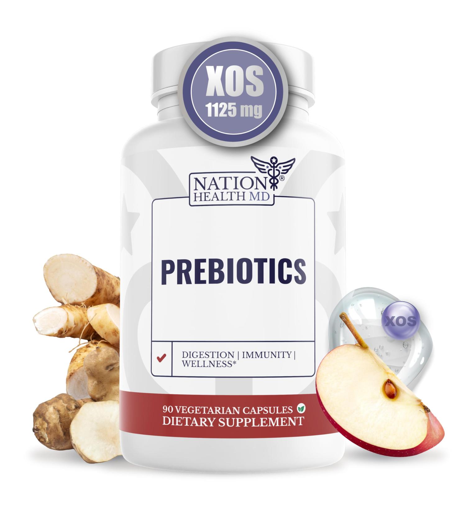 NATION HEALTH MD Prebiotics for Digestion Immunity and Wellness - with Inulin from Jerusalem Artichoke and Chicory Root - Prebiotics for Women & Men 90 Capsules - Buy Online on GoSupps.com