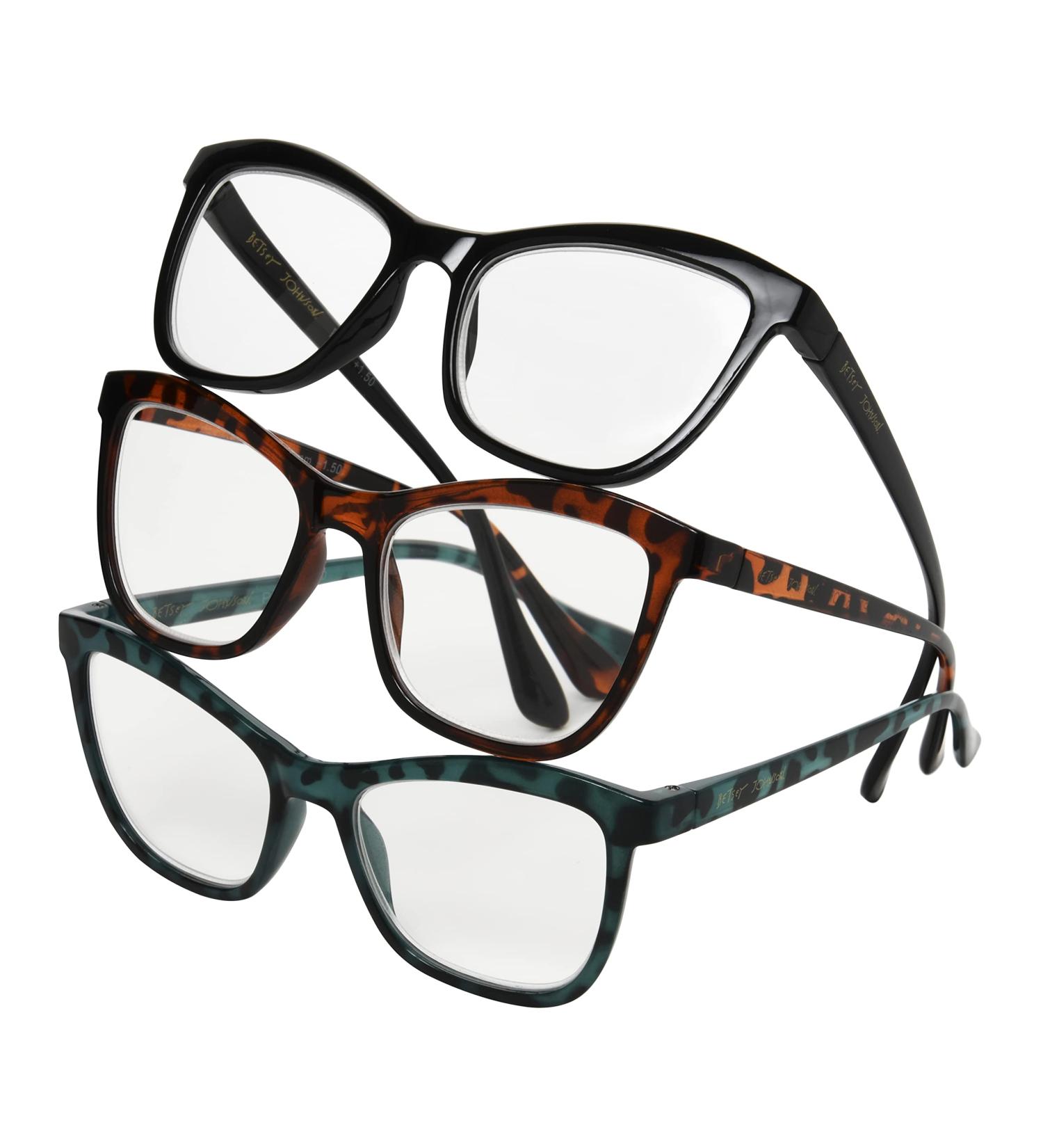 Betsey Johnson Women's Telcroc Way Reading Glasses - Black Tortoise Teal Tortoise | 52 mm +2 | Stylish & Trendy International Shipping - Buy Online on GoSupps.com