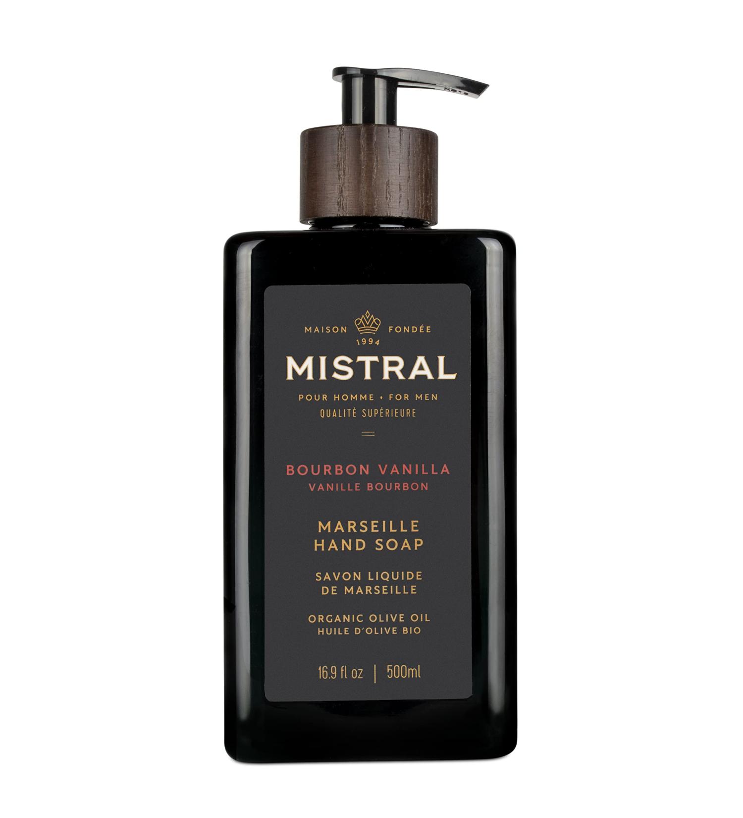 Mistral Bourbon Vanilla Liquid Hand Soap for Men | Luxury Moisturizing Handsoap with Organic Olive Oil Glycerin and Coconut Oil | Rich Lather | Paraben-Free | Made in France 16.9 Fl Oz Bourbon Vanilla 16.9 Fl Oz (Pack of  - Buy Online on GoSupps.com