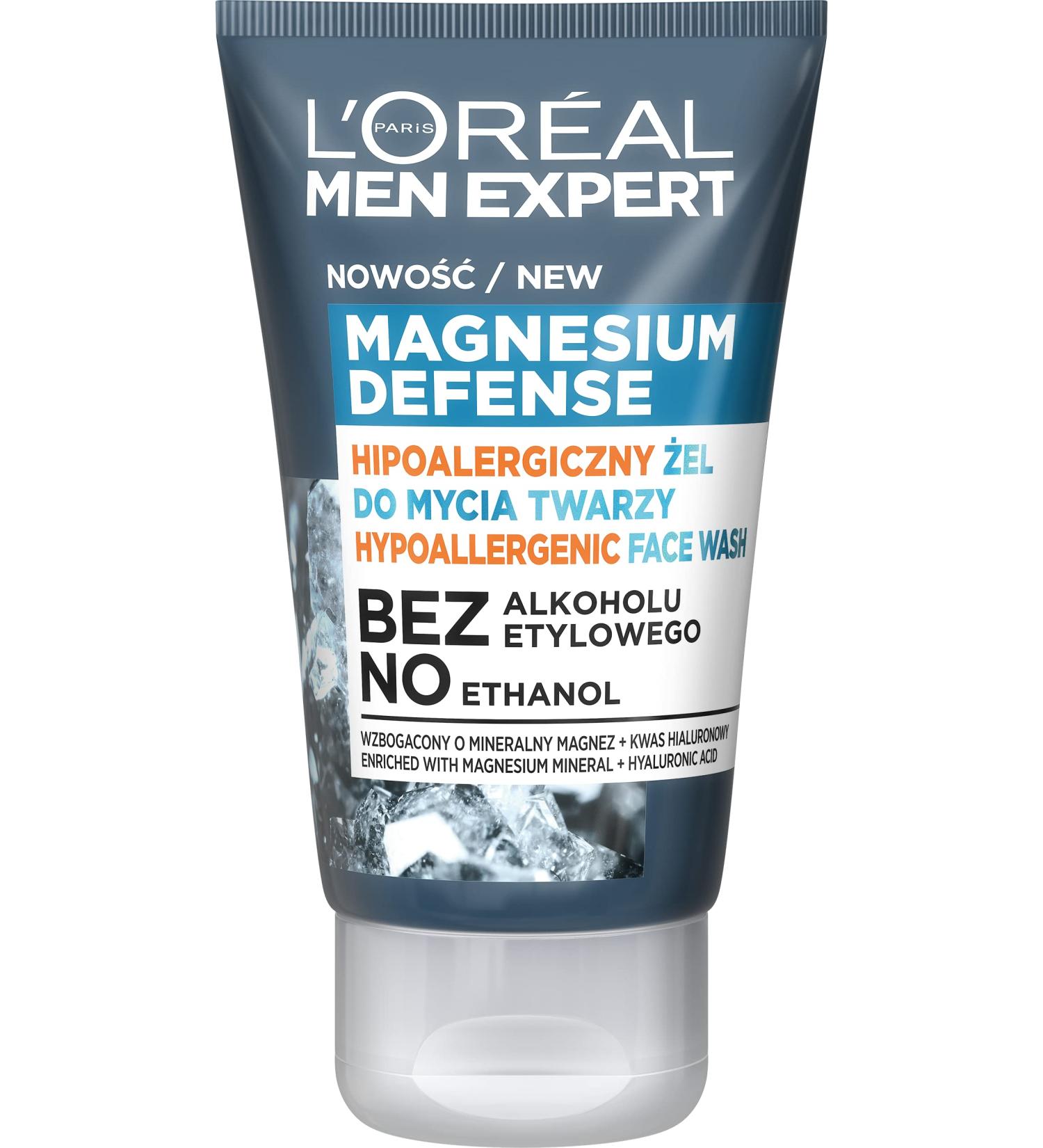 L'Oreal LOr al Paris Men Expert Magnesium Defense Hypoallergenic Facial Cleansing Gel 100 ml - Buy Online on GoSupps.com