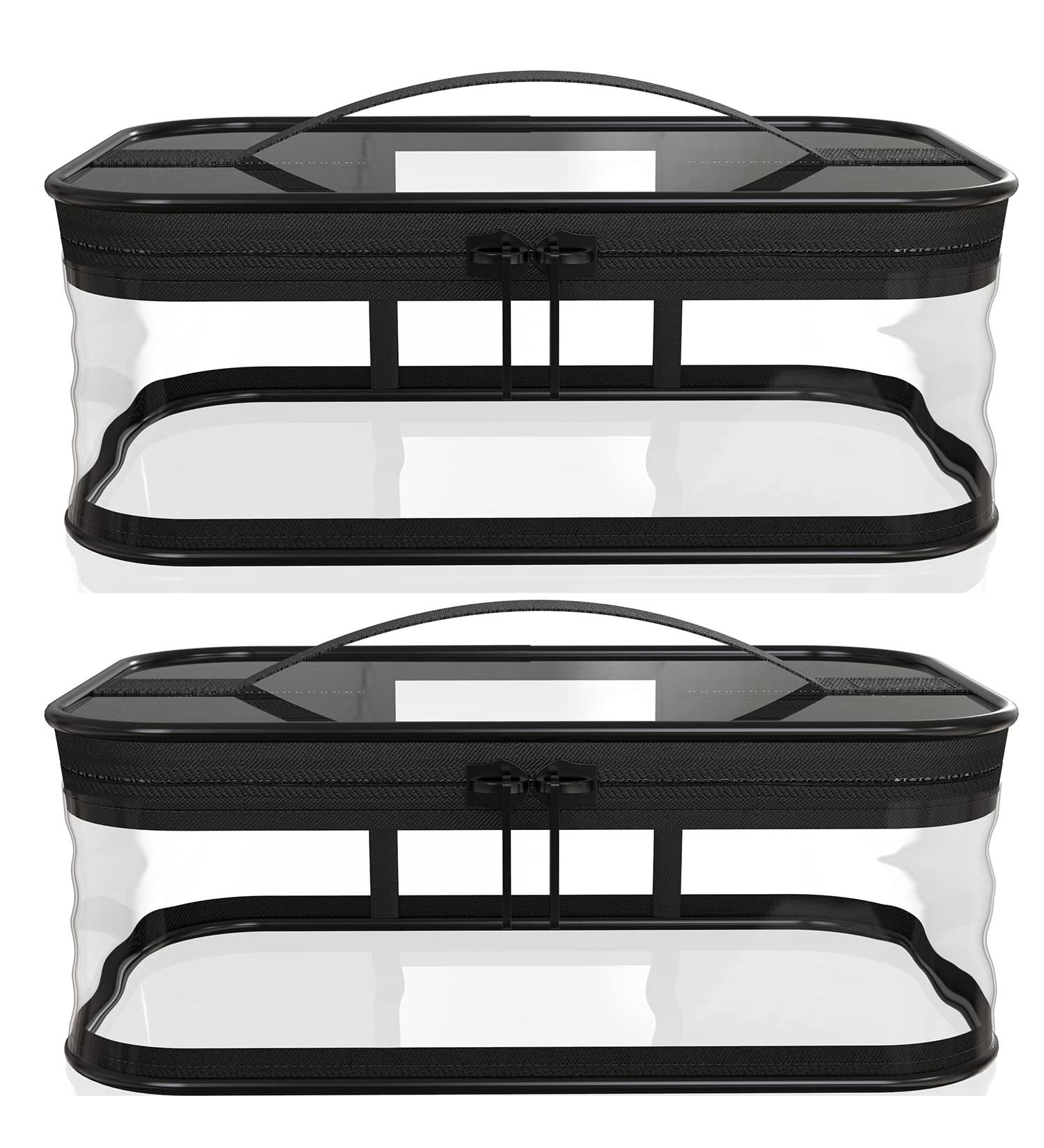2 Pcs Transparent Waterproof Makeup Bags - Portable Travel Storage Pouch - Buy Online on GoSupps.com