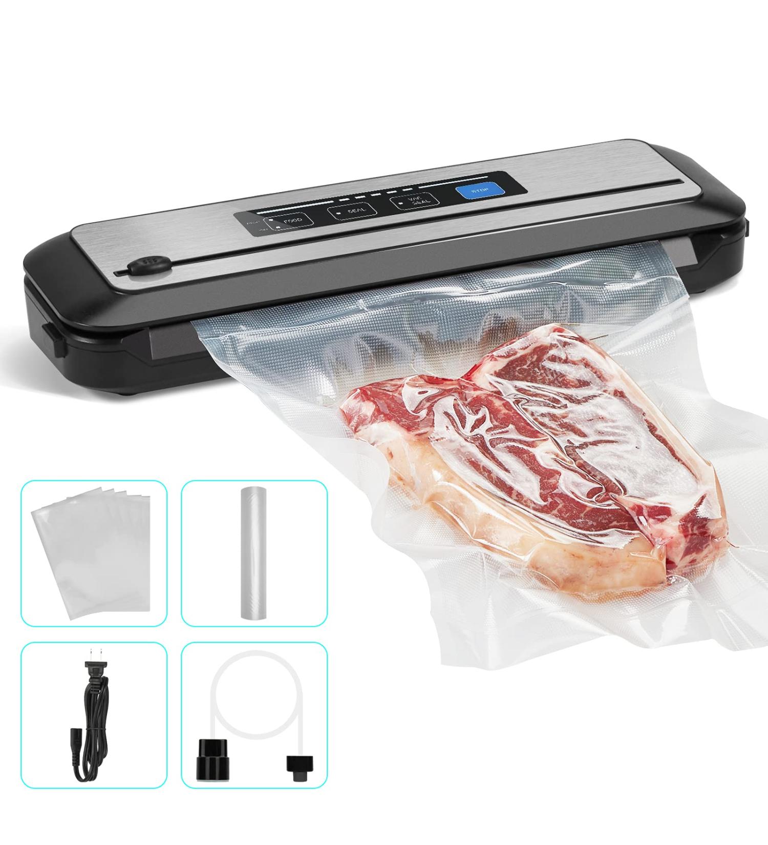 Inkbird Vacuum Sealer Machine Starter Kit | PowerVac Air Sealing for Food Preservation | Dry & Moist Modes | Easy Cleaning & Storage | Sealer Bag*5 & Bag Roll*1 (8*11.8 & 8*7) - Buy Online on GoSupps.com