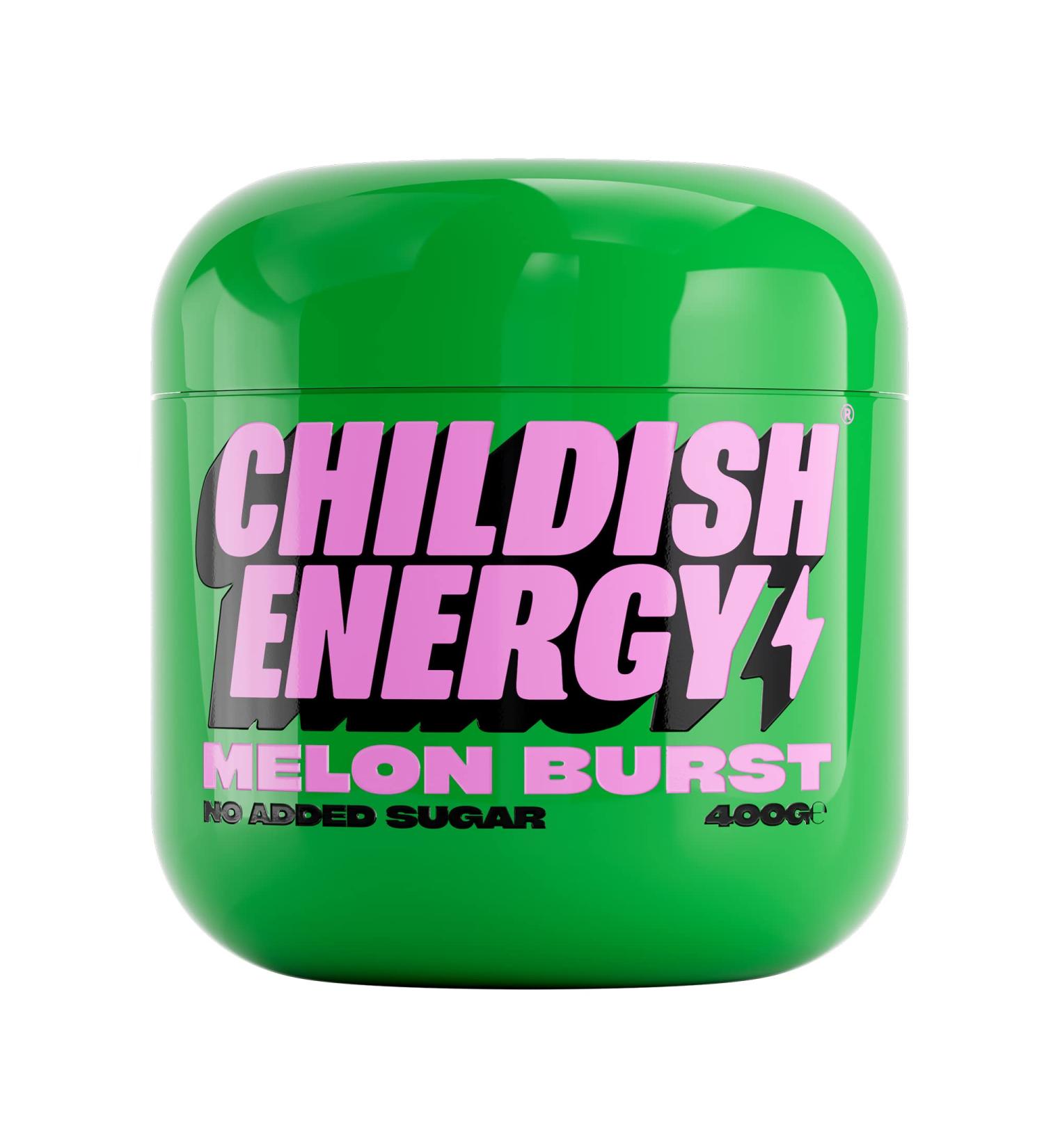 Childish Energy Drink Powder - Melon Burst Tub Flavour - Zero Sugar 150mg Caffeine Healthier Energy Drink Pre Workout Powder - 40 Servings per Tub - Buy Online on GoSupps.com
