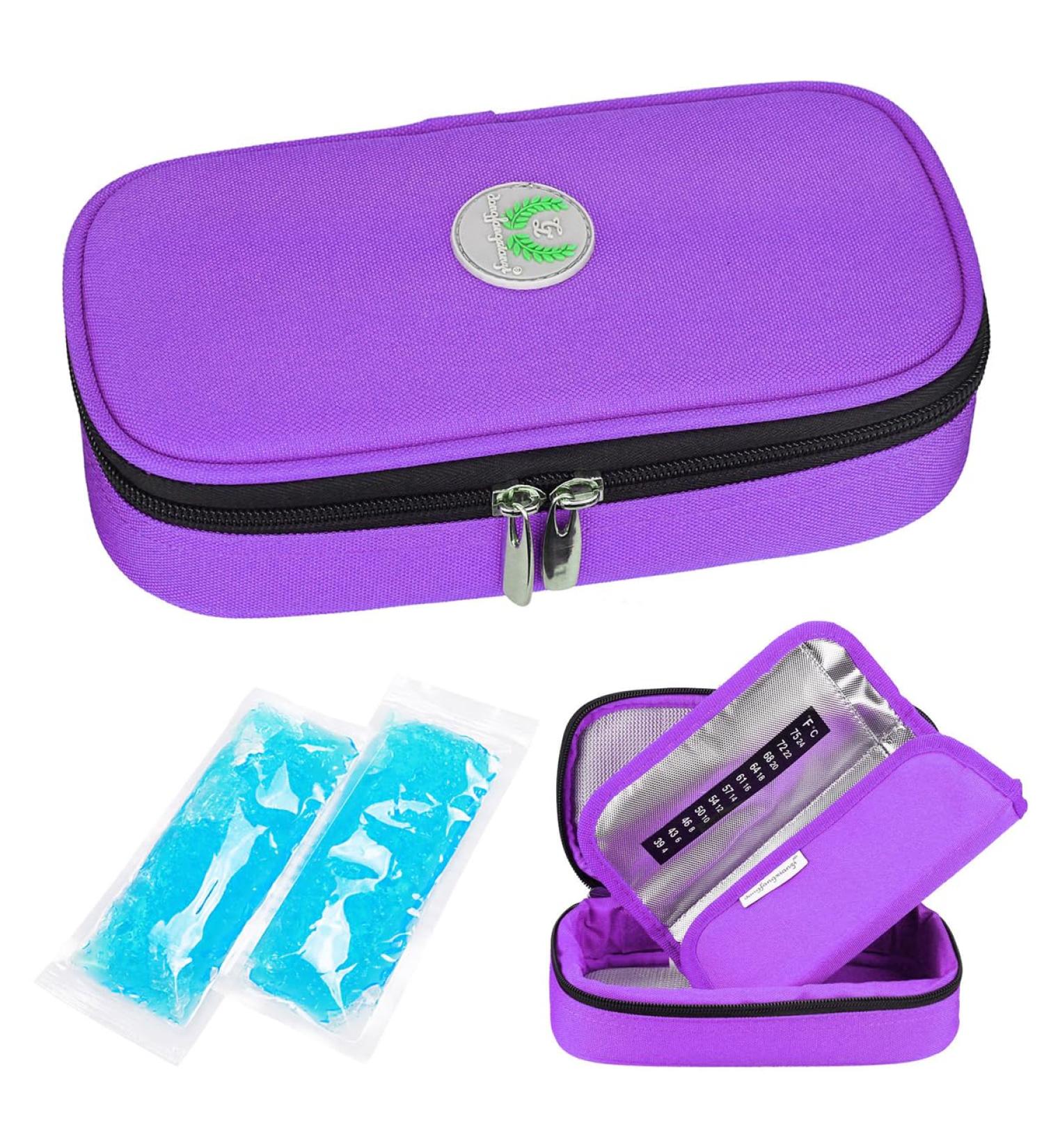 Youshares Insulin Cooling Bag - Portable Diabetic Cooler for Insulin Pens with 2 Ice Packs (Purple) | Ideal for Diabetes Medication Storage - Buy Online on GoSupps.com