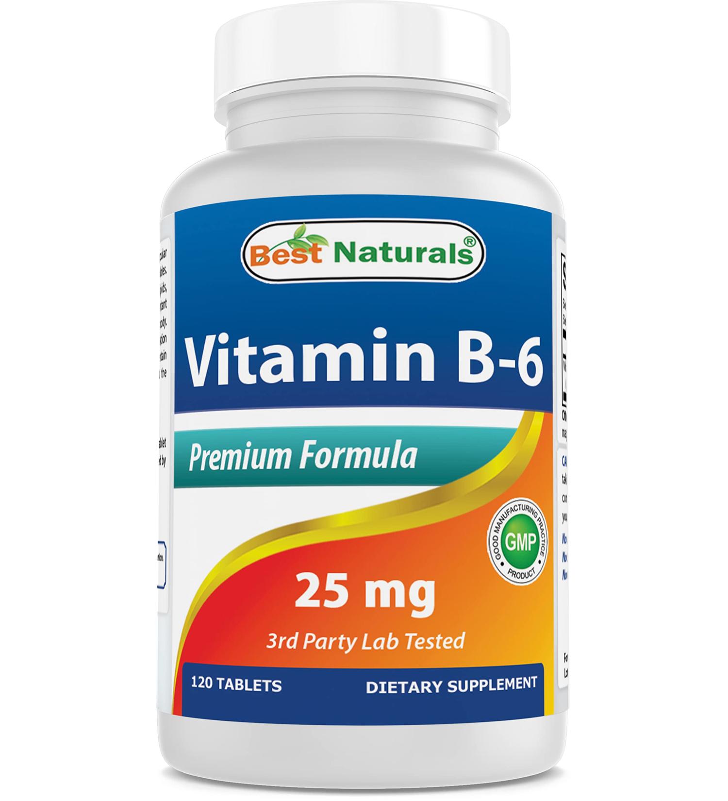 Best Naturals Vitamin B6 25mg - 120 Tablets (Pack of 1) | Essential B6 Supplement - Buy Online on GoSupps.com
