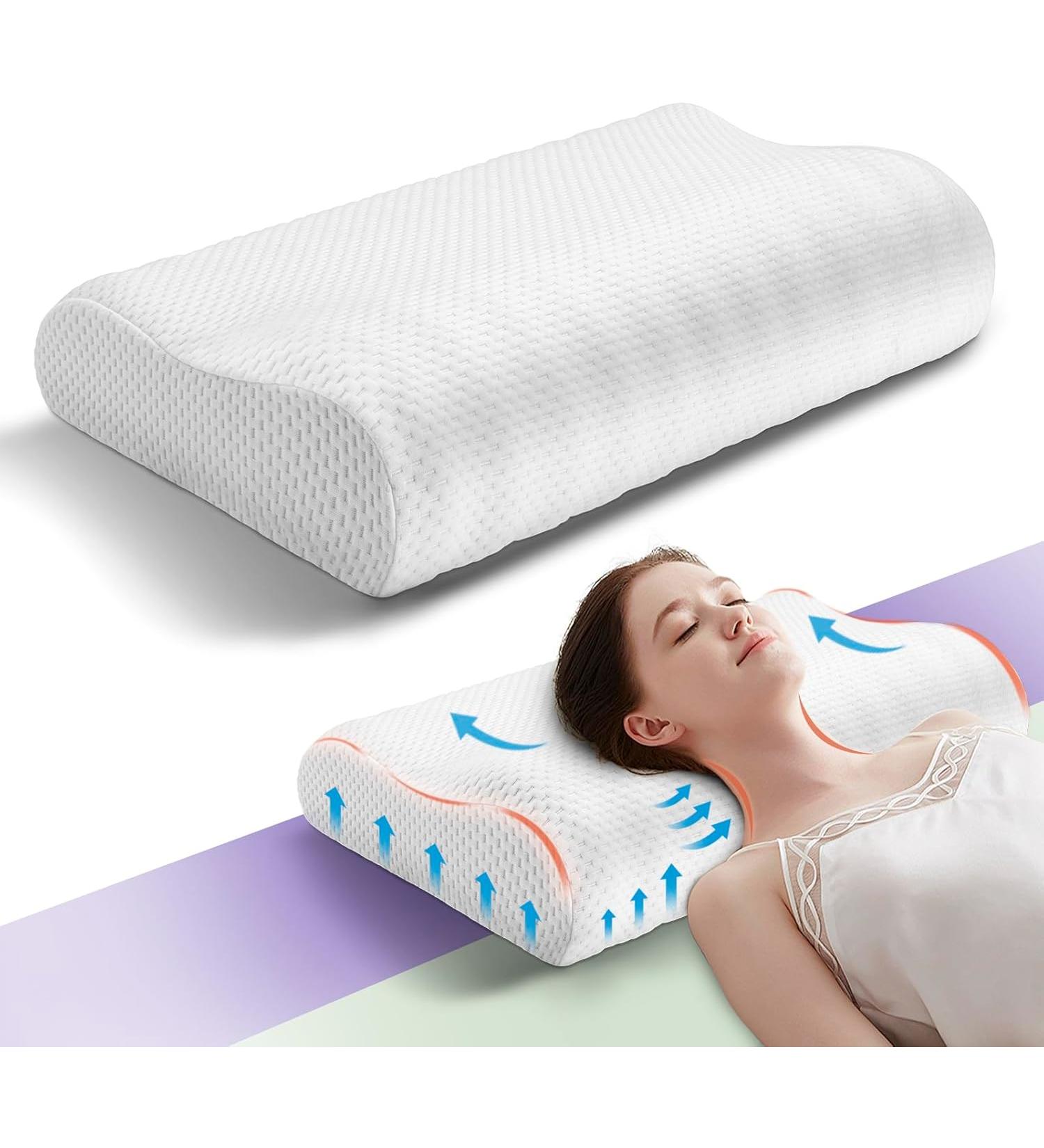 WENGX Neck Pillow Luxury Memory Foam Pillows Bed Pillow Head Pillow for Sleeping Ergonomic Pillow for Neck and Shoulder Pain Relief - White - Buy Online on GoSupps.com