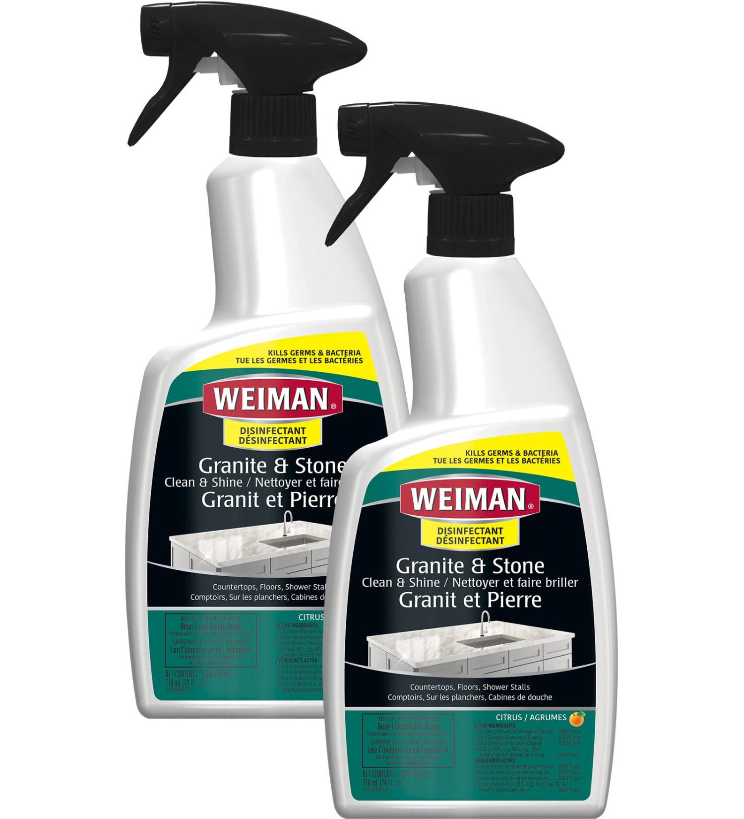 Weiman Disinfectant Granite Daily Clean & Shine - 24 Ounce (2 Pack) Safely Clean Disinfect and Shine Granite Marble Soapstone Quartz Quartzite Slate Limestone Corian Laminate Tile Countertop - Buy Online on GoSupps.com