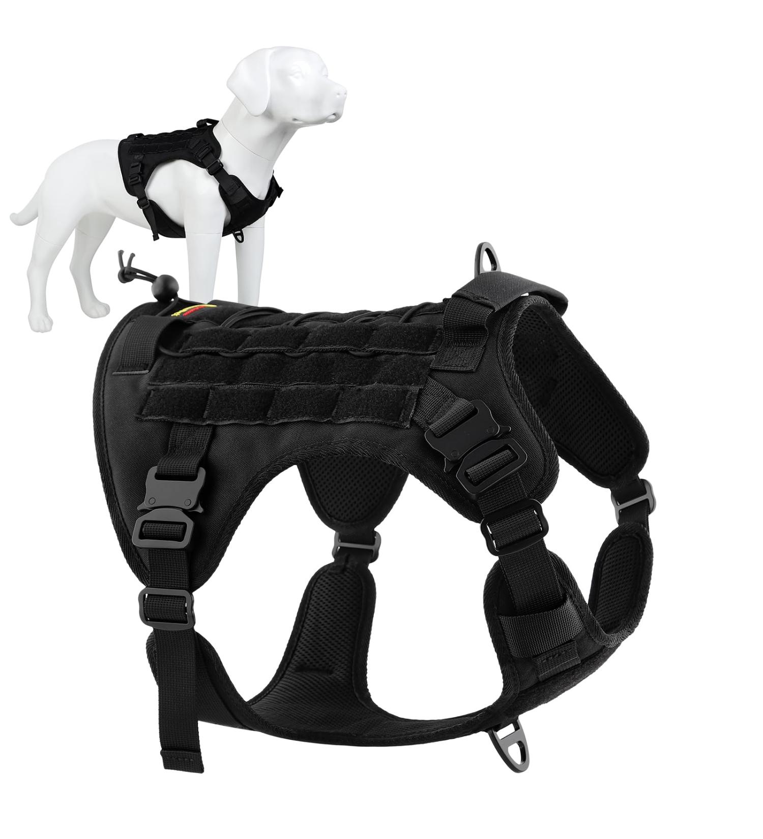 Plutus Pet Tactical Dog Harness | Adjustable No-Pull Service Vest for Medium Dogs | Black M - Buy Online on GoSupps.com