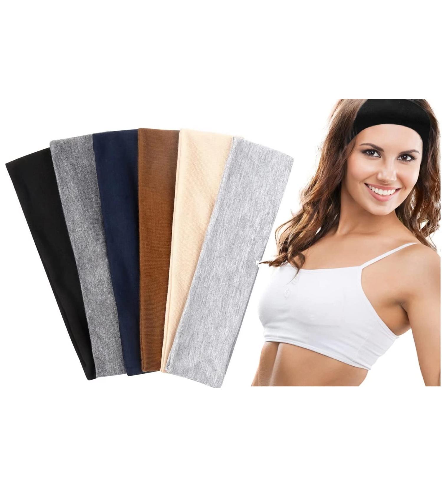 TERSE Non Slip Elastic Sweat Headbands for Women - Soft Fabric Hairbands for Workout, Yoga, Running - Thin Hair Wrap for Girls - Assorted Colors - Buy Online on GoSupps.com