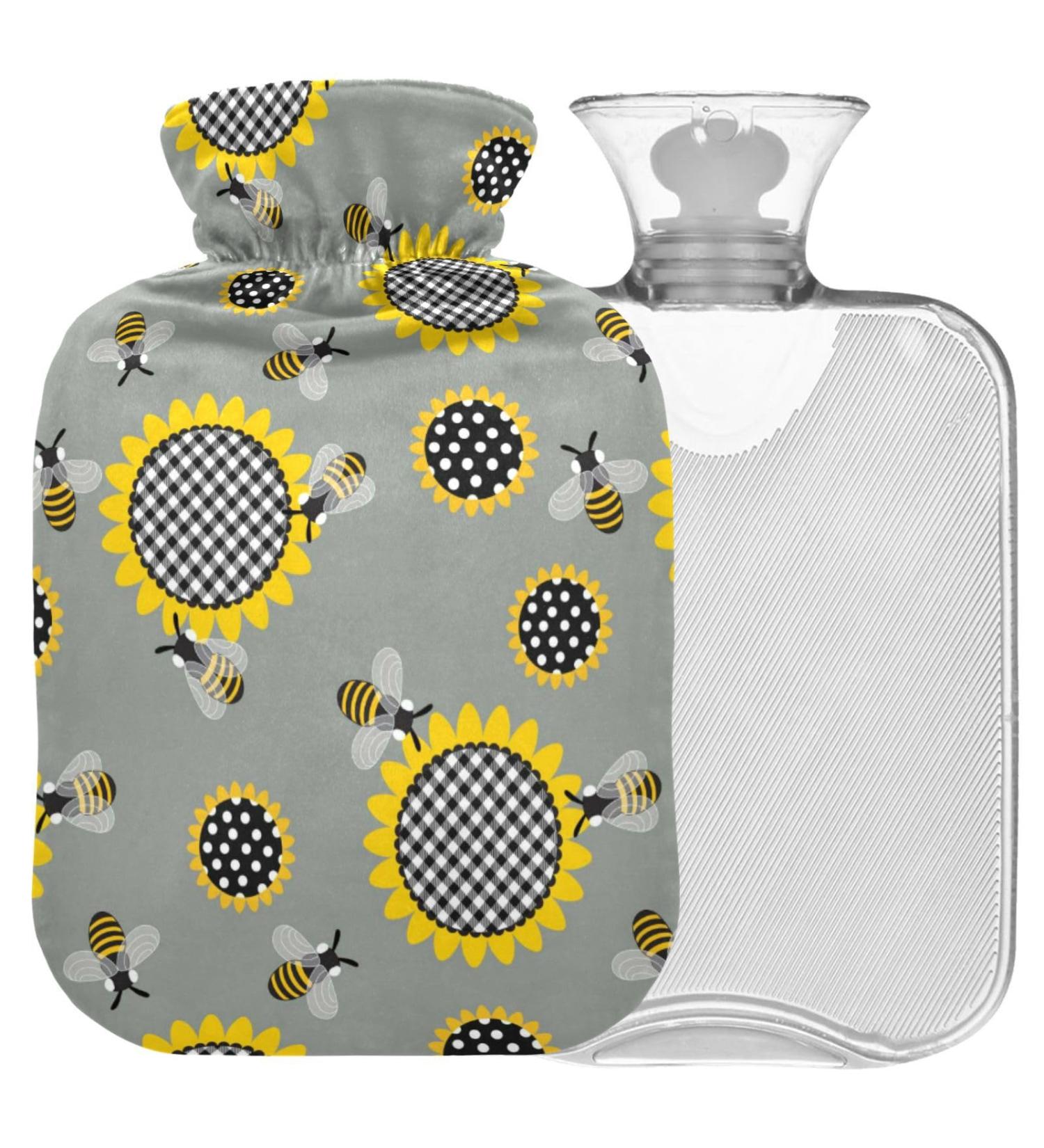 Naanle Bee Sunflower Hot Water Bottle | 2L Large Transparent Warm Water Bottle for Pain Relief | Hot & Cold Therapy Hand Feet Warmer - Buy Online on GoSupps.com