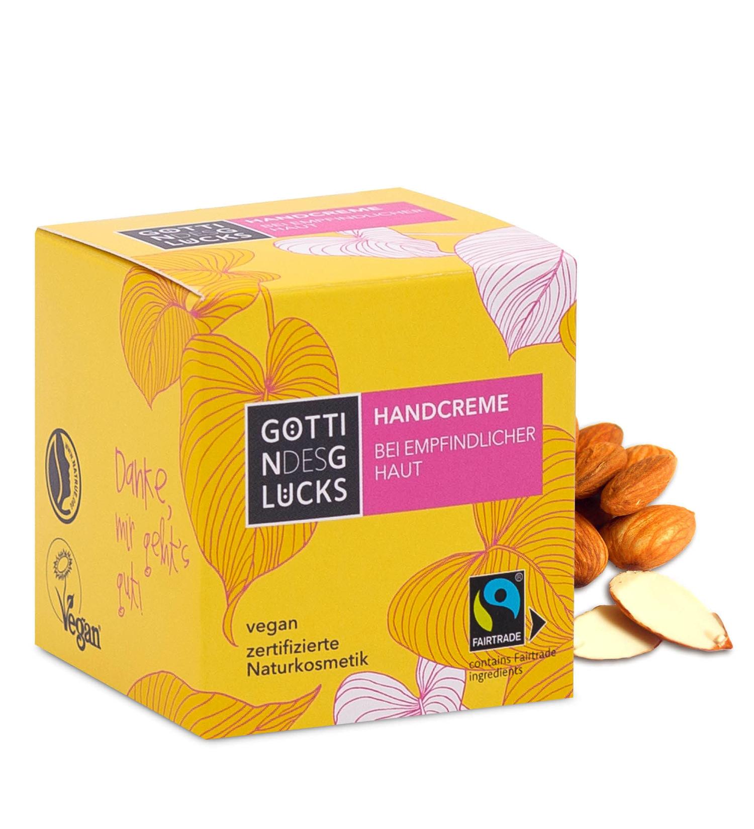 Goddess of Happiness Hand Cream - 50 ml Vegan Natural Cosmetics for Dry Skin | Fairtrade Almond Oil | Zero Waste & Reusable - Buy Online on GoSupps.com