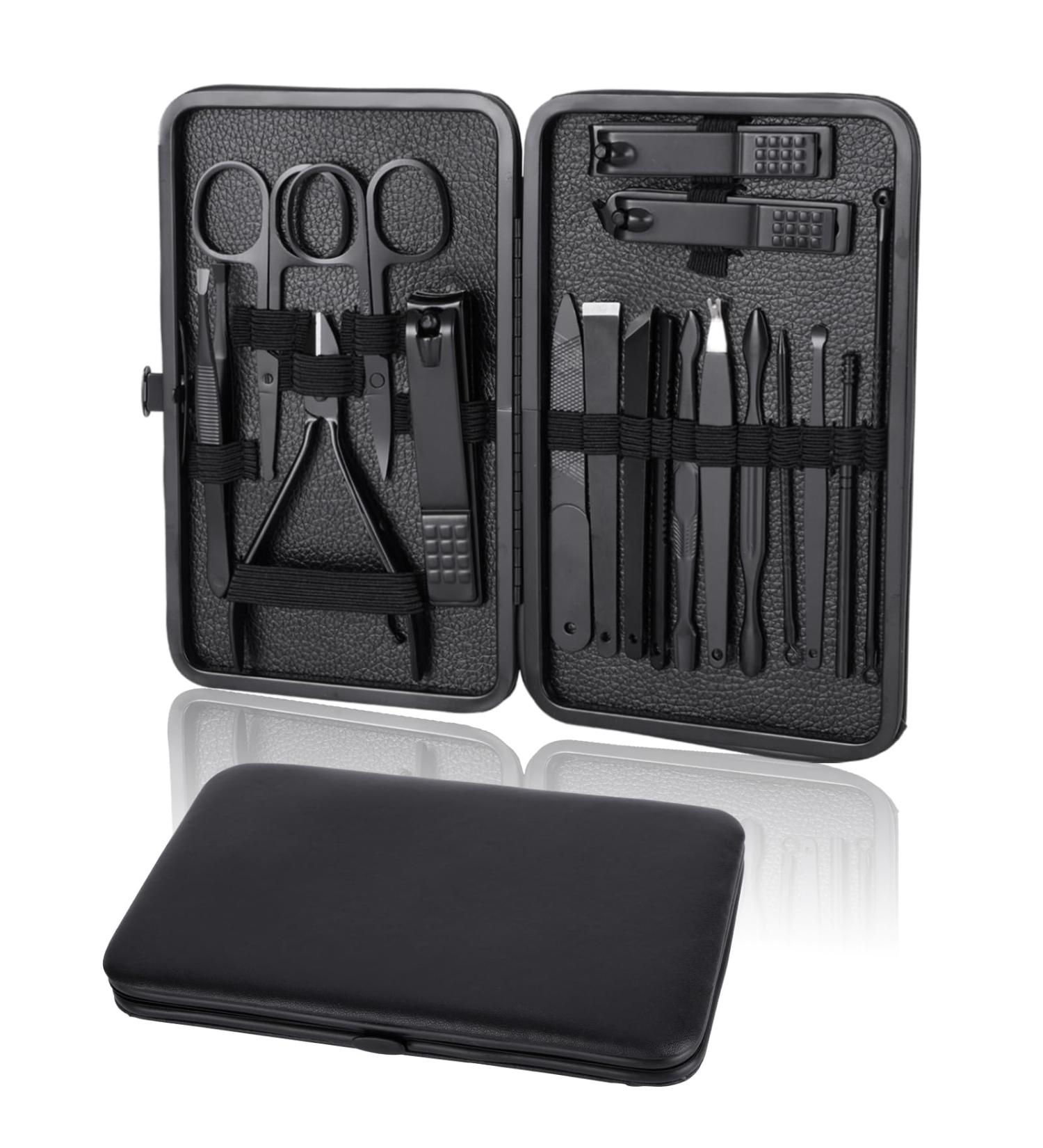 Professional 18-Piece Manicure Pedicure Set - Stainless Steel Nail Care Kit for Home & Travel - Perfect for Men & Women - Buy Online on GoSupps.com