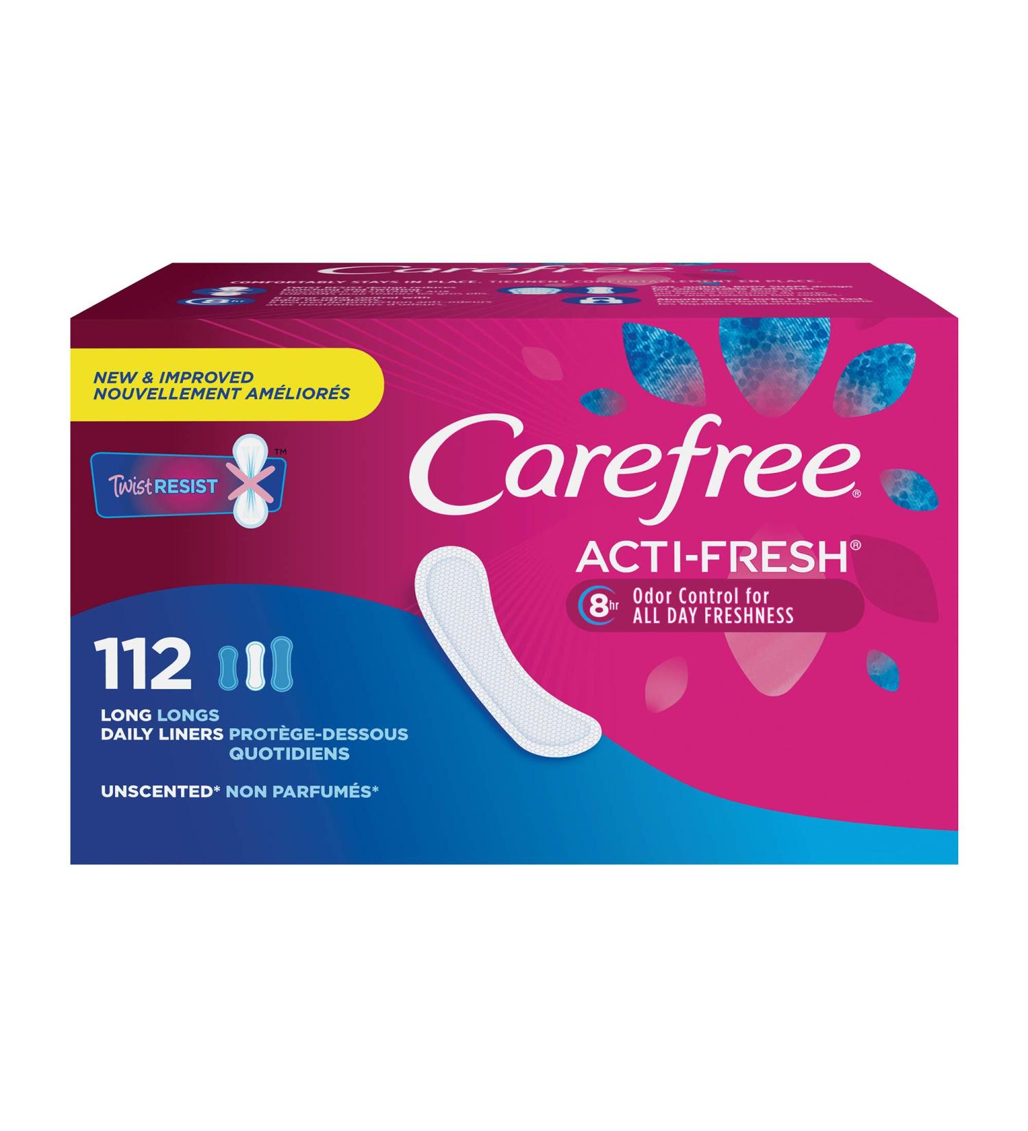 Carefree Acti-Fresh Body Shaped Panty Liners - Long 112 Count (Pack of 1) - Buy Online on GoSupps.com