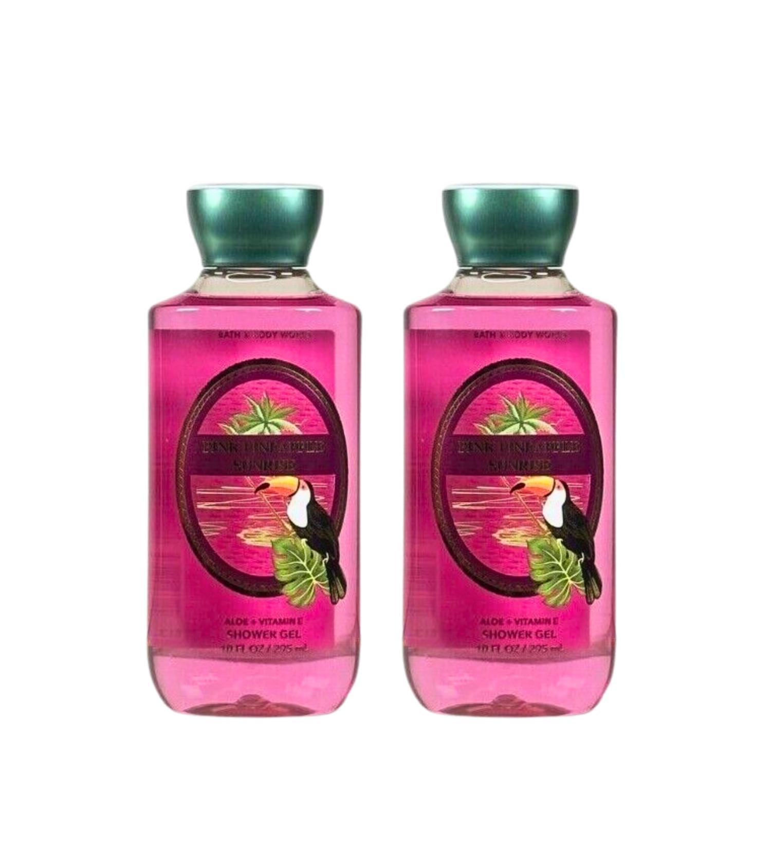 Bath & Body Works Shea + Vitamin E Shower Gel Set of 2 10oz Each (Pink Pineapple Sunrise)