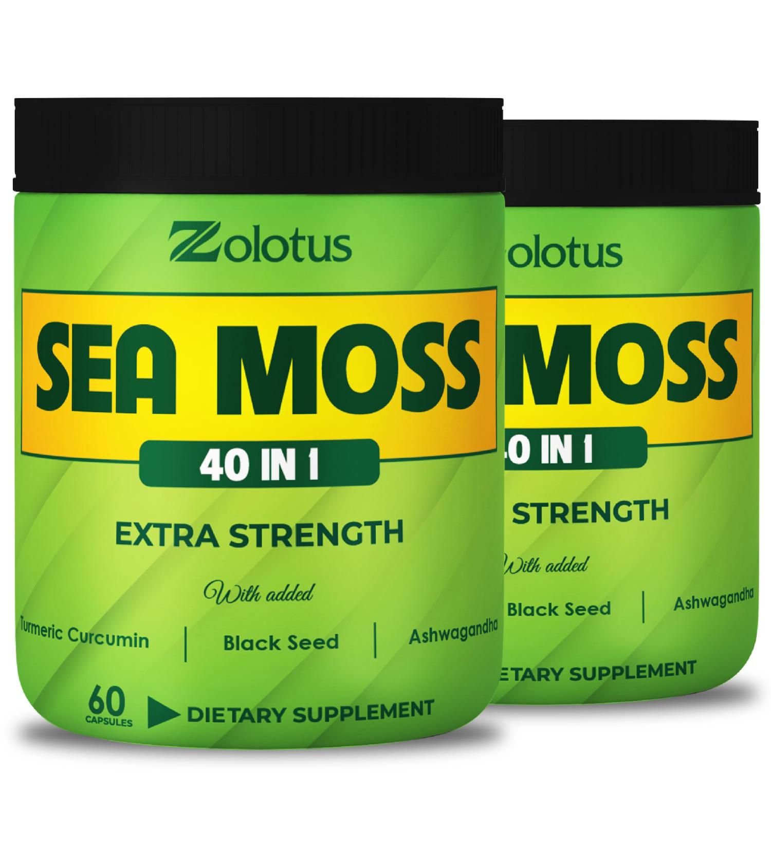 Zolotus (2 Packs 60 Capsules Sea Moss Supplement 40 in 1 with Turmeric Curcumin Ashwagandha Root Bladderwrack for Immune System Body Balance & Heart Health - Buy Online on GoSupps.com