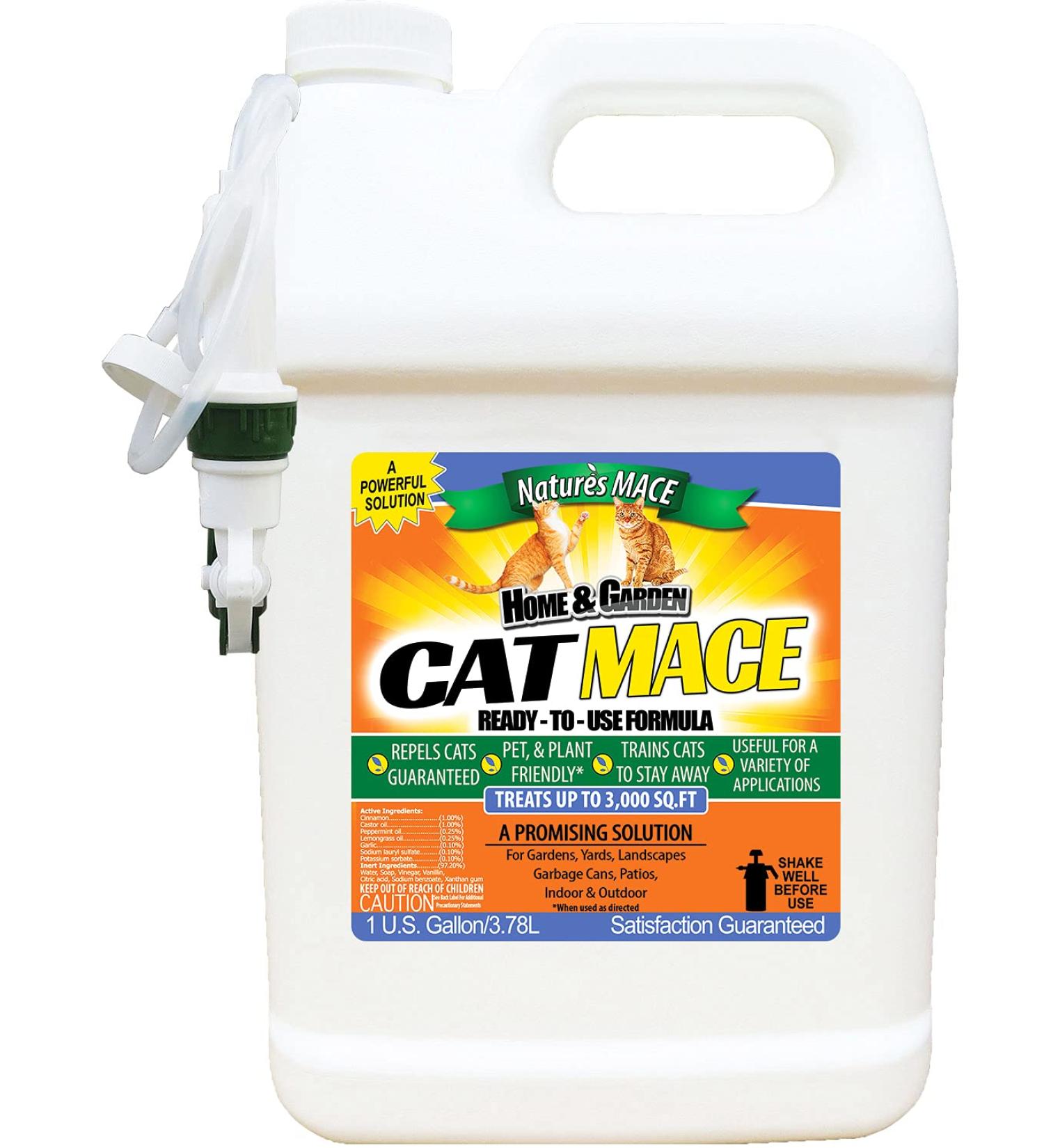 Nature's MACE Cat Repellent 1 Gallon Spray - Protects 3000 Sq. Ft. - Deters Cats from Lawn & Garden - Safe for Kids & Plants - Buy Online on GoSupps.com