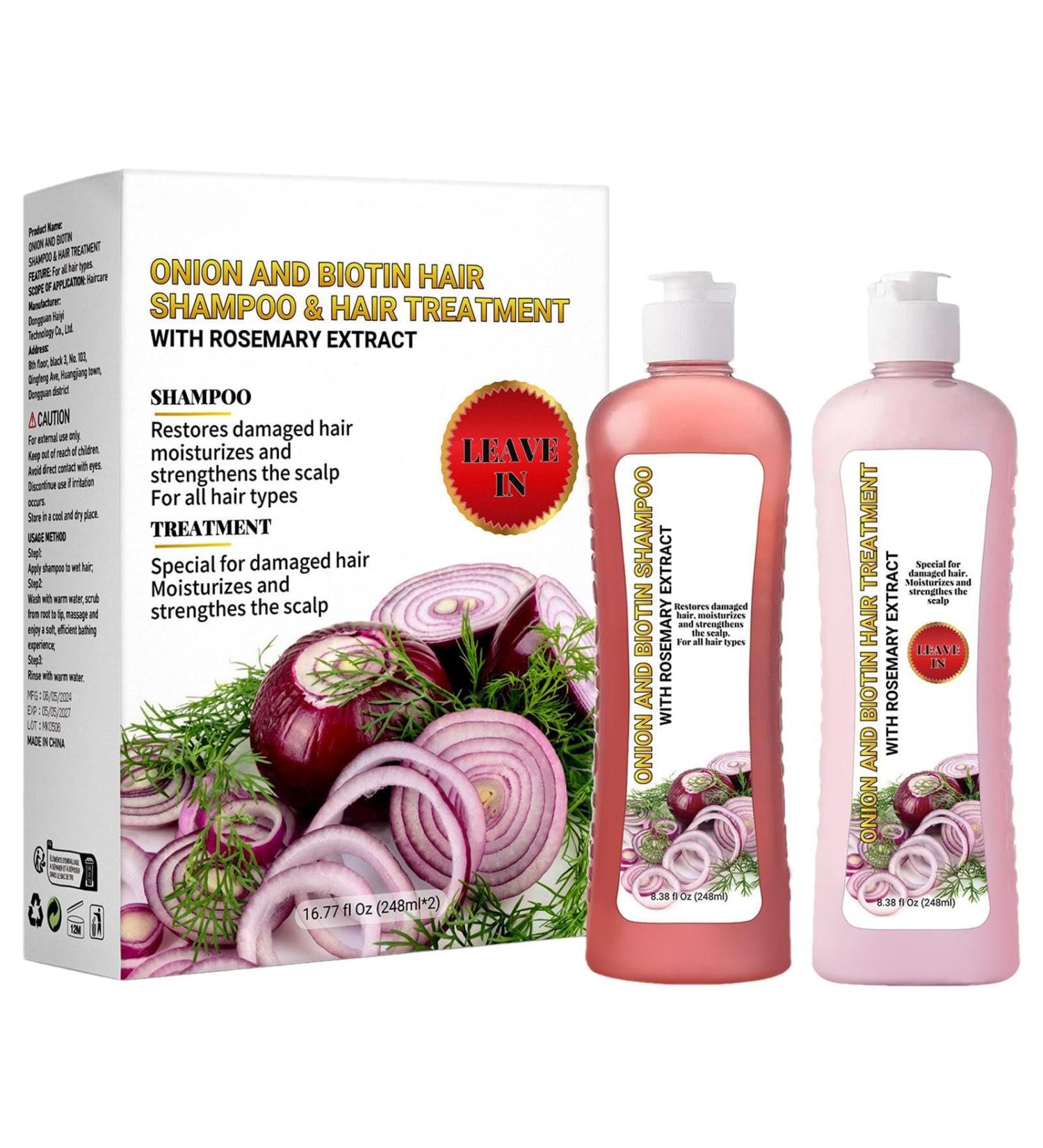 Onion Biotin and Rosemary Shampoo and Treatments Set Onion Shampoo With Biotin Rosemary Onion Shampoo for Stronger Thicker and Longer Hair Soft Shine Hair Growth 248ml - Buy Online on GoSupps.com