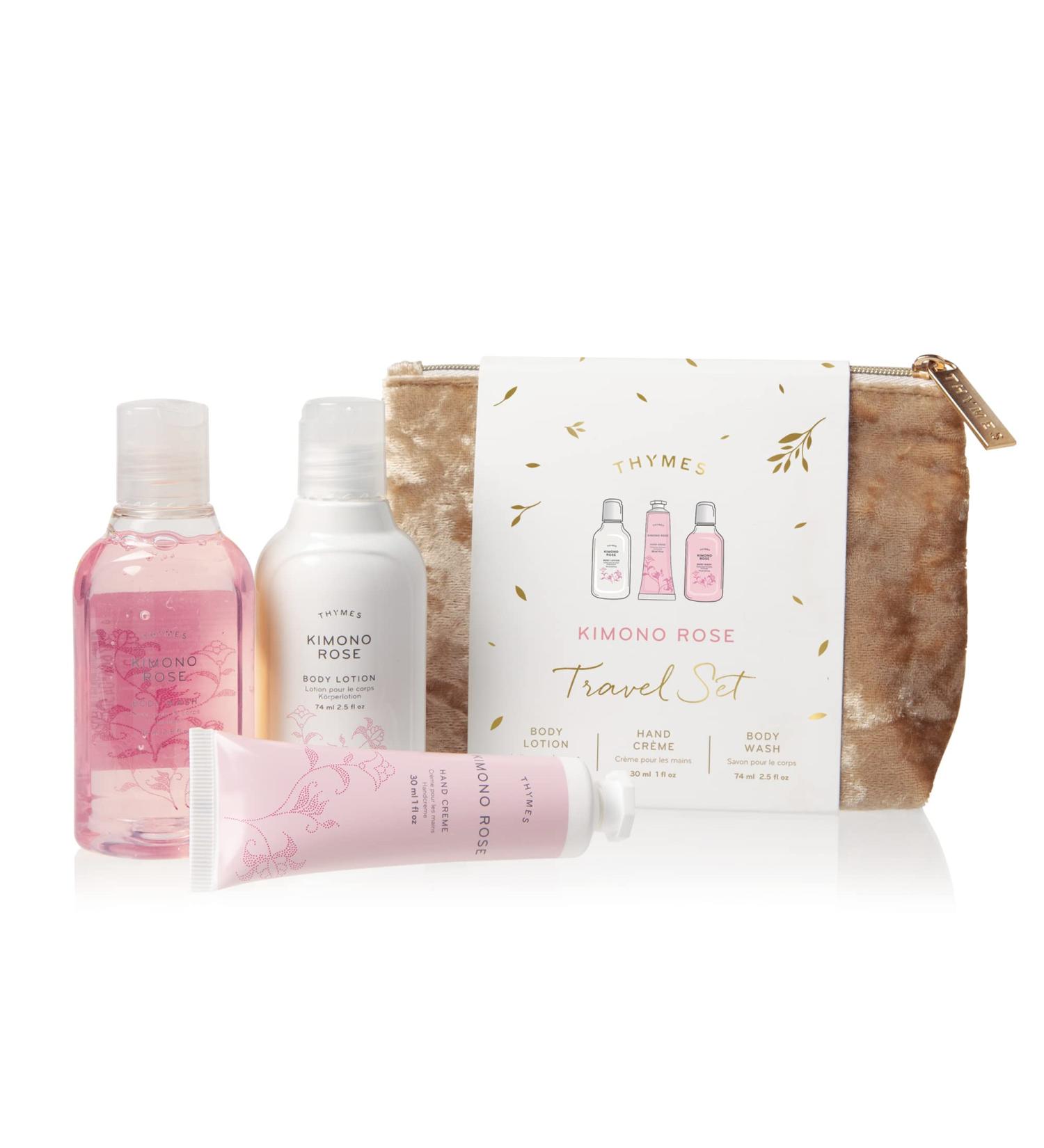 Thymes Travel Set & Beauty Bag - Kimono Rose Body Wash Lotion & Hand Cream - Shop Internationally - Buy Online on GoSupps.com