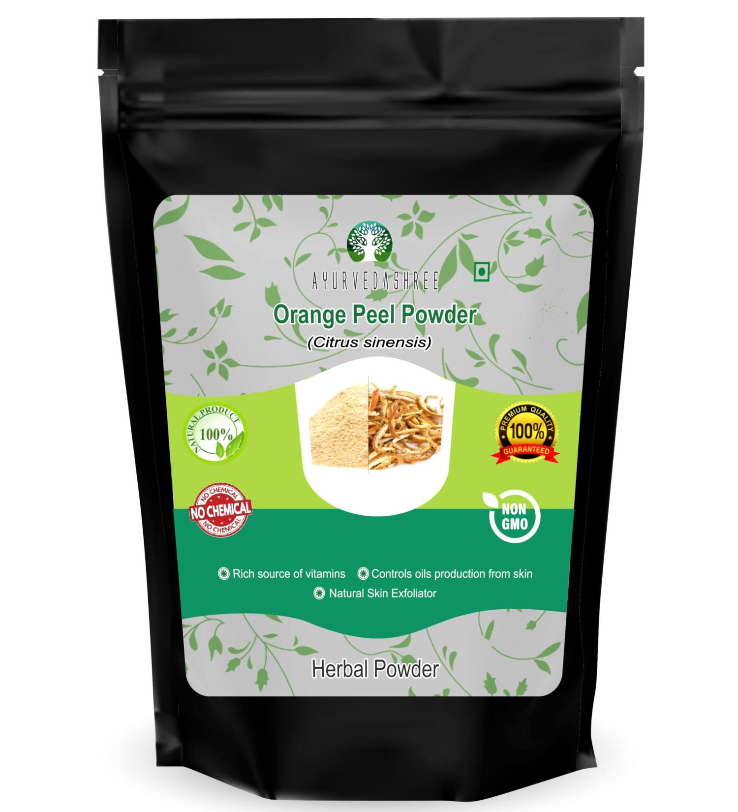 AYURVEDASHREE Orange Peel Powder 100 Gm | Skin and Nail Health - Rich Vitamins C and D - Powdered Citrus Peel Orange Powder - Vegan and Vegetarian Friendly | All Natural | Vegan | Non GMO | - Buy Online on GoSupps.com