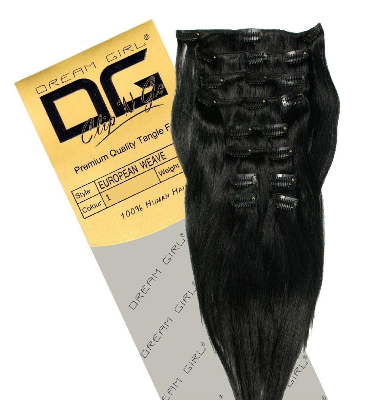 Dreamgirl 18 inch Colour 1 Clip On Hair Extensions