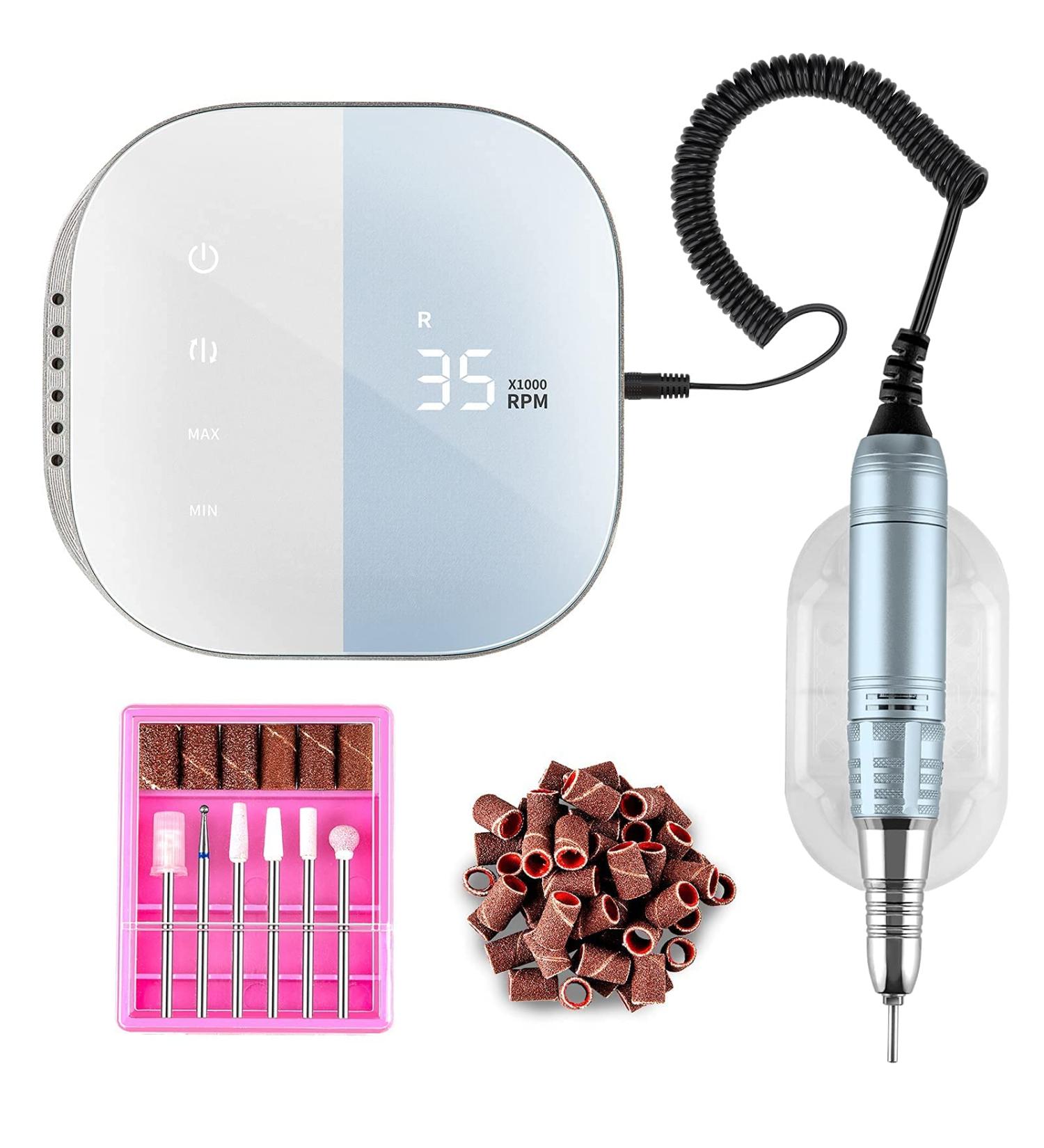 Madenia Electric Nail Master TouchPro 35000 RPM - Professional Nail File Set for Manicure & Pedicure with HD Display & 6 Bits - Ideal for Art Nails - International Shipping Available - Buy Online on GoSupps.com