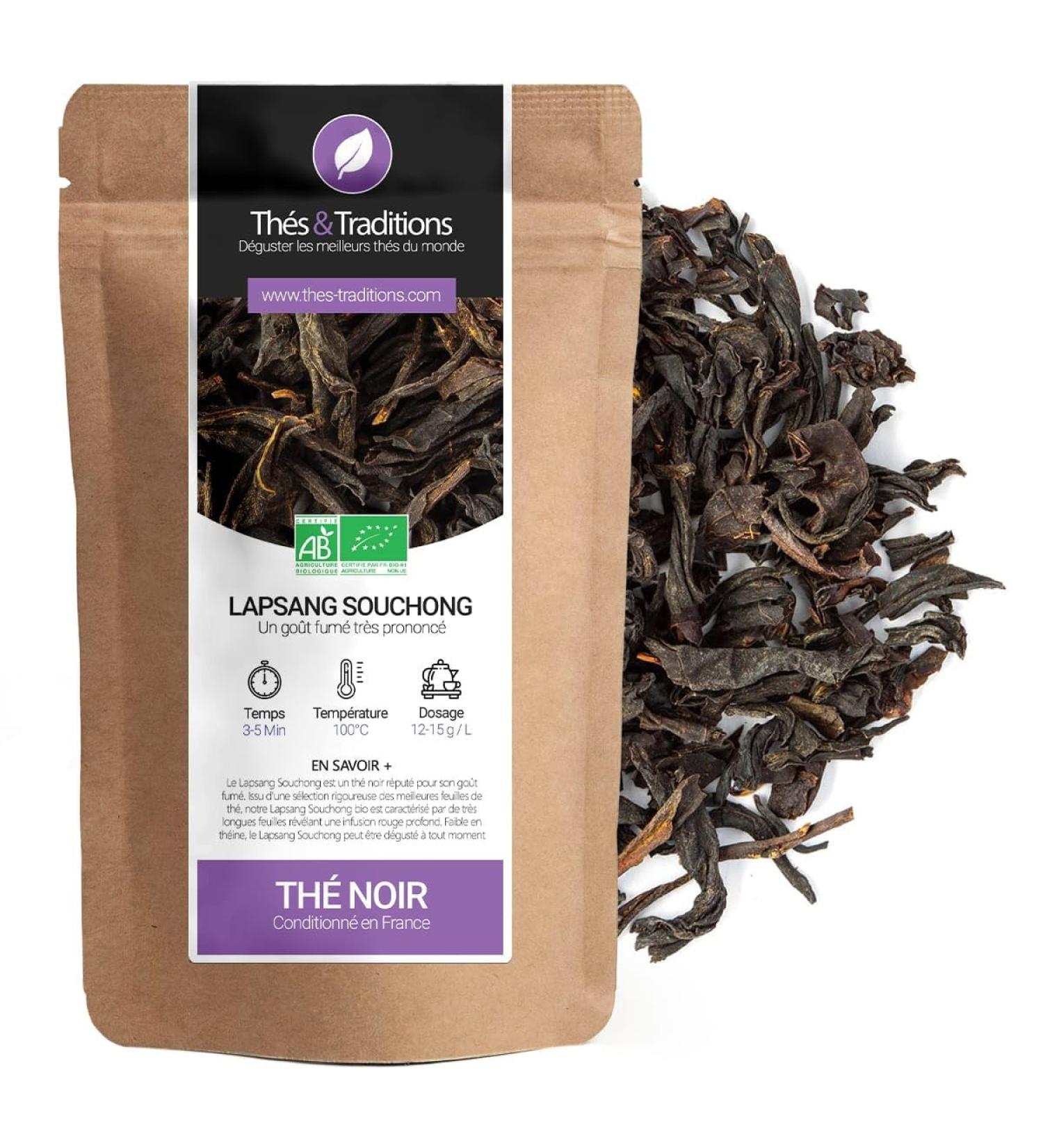  Th s & Traditions Lapsang Souchong Organic - Smoked Black Tea | 100 g Loose Bag | Certified Organic - Buy Online on GoSupps.com